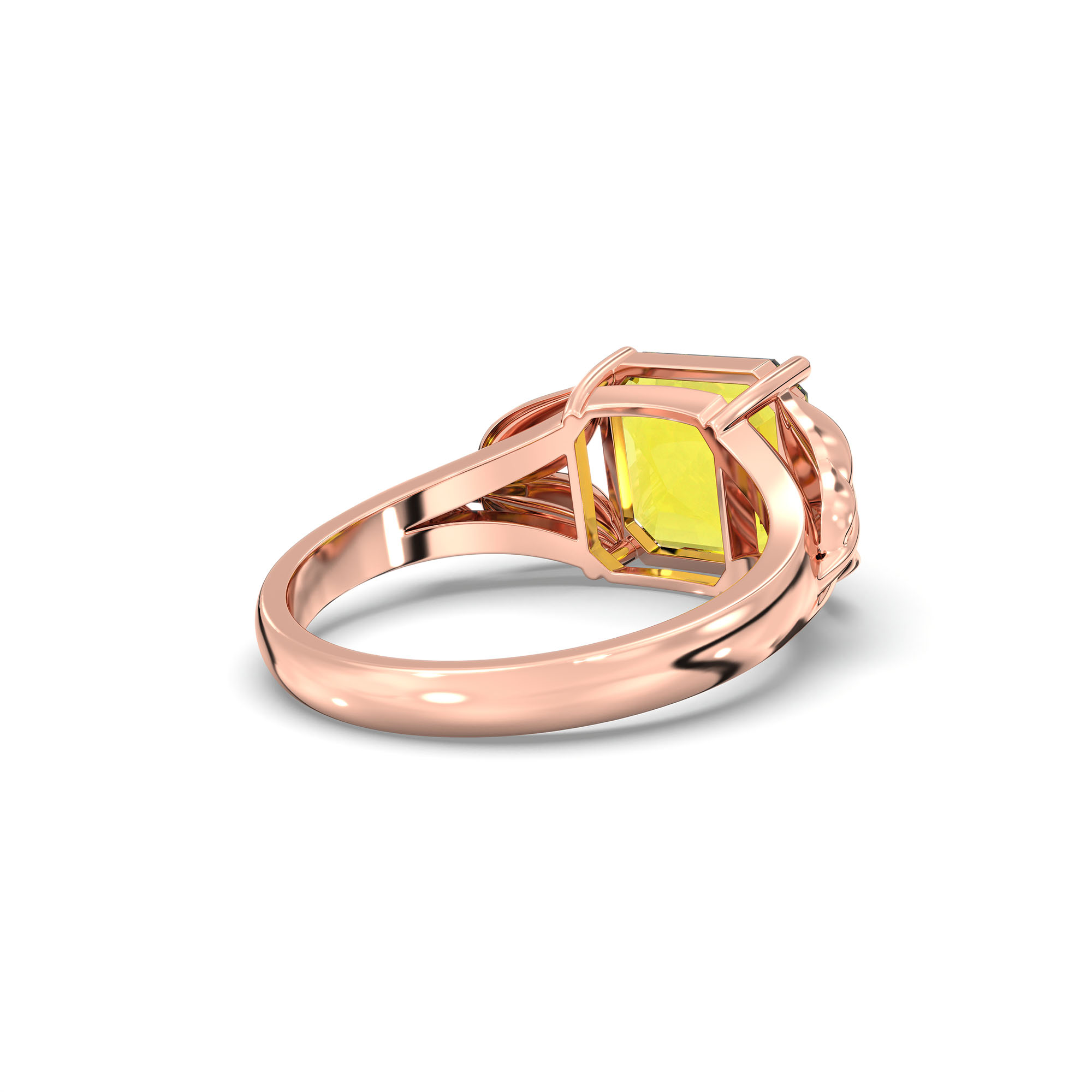 Yellow Sapphire (Pukhraj) Ring for Women in 18K Rose Gold – Cushion 8 mm, Prong Setting, 5 g thumbnail