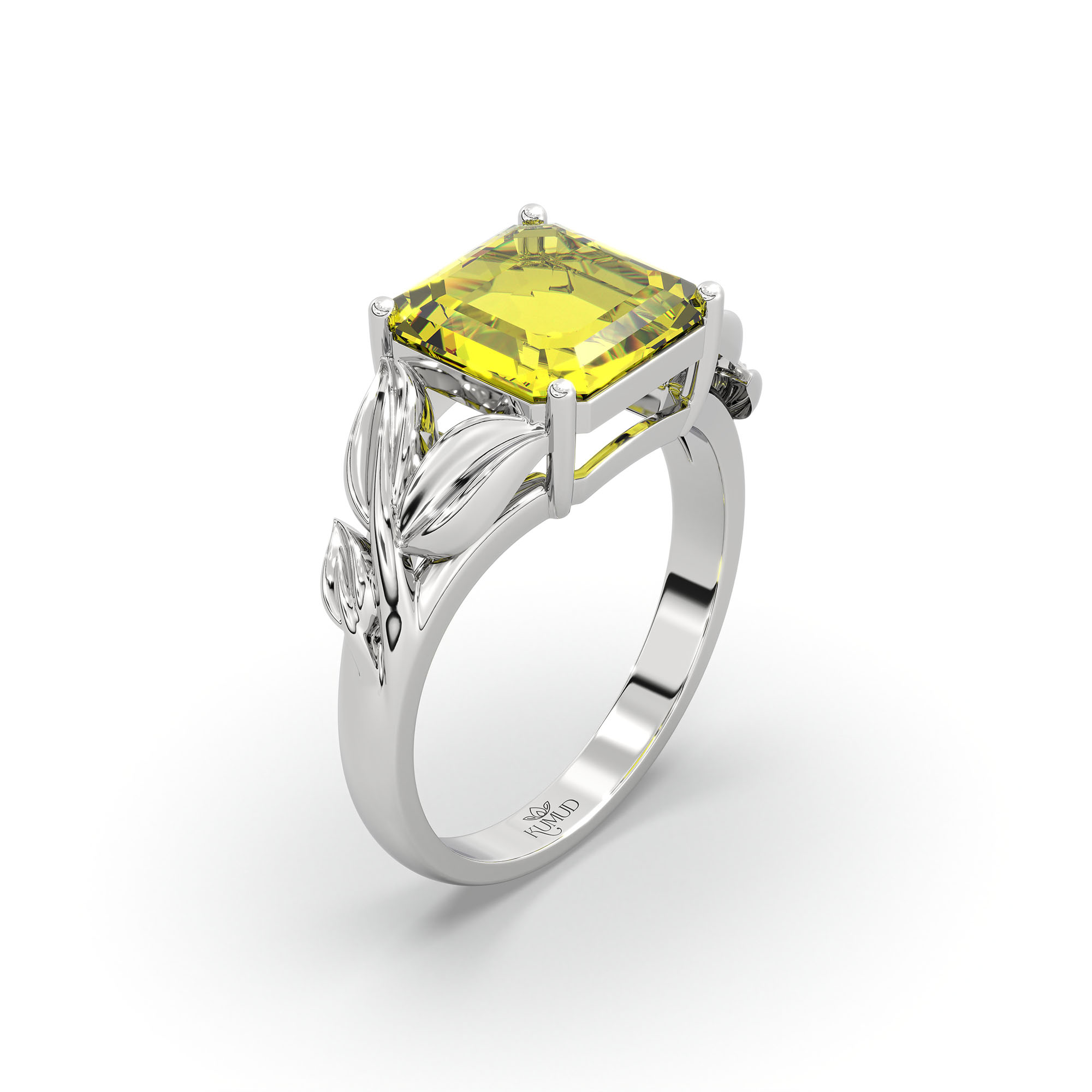 Yellow Sapphire (Pukhraj) Ring for Women in 925 Sterling Silver – Cushion 8 mm, Prong Setting, 5 g thumbnail