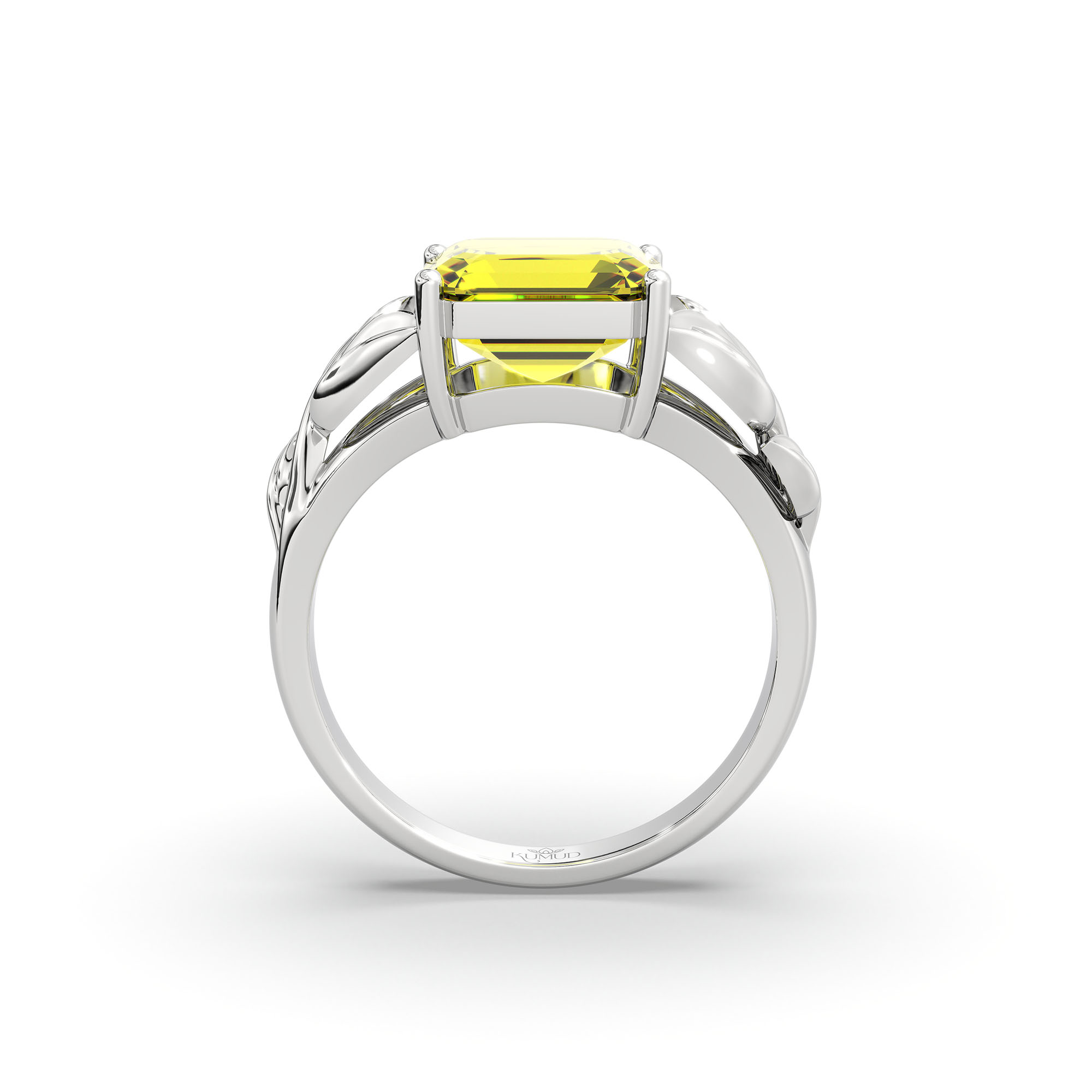 Yellow Sapphire (Pukhraj) Ring for Women in 925 Sterling Silver – Cushion 8 mm, Prong Setting, 5 g thumbnail