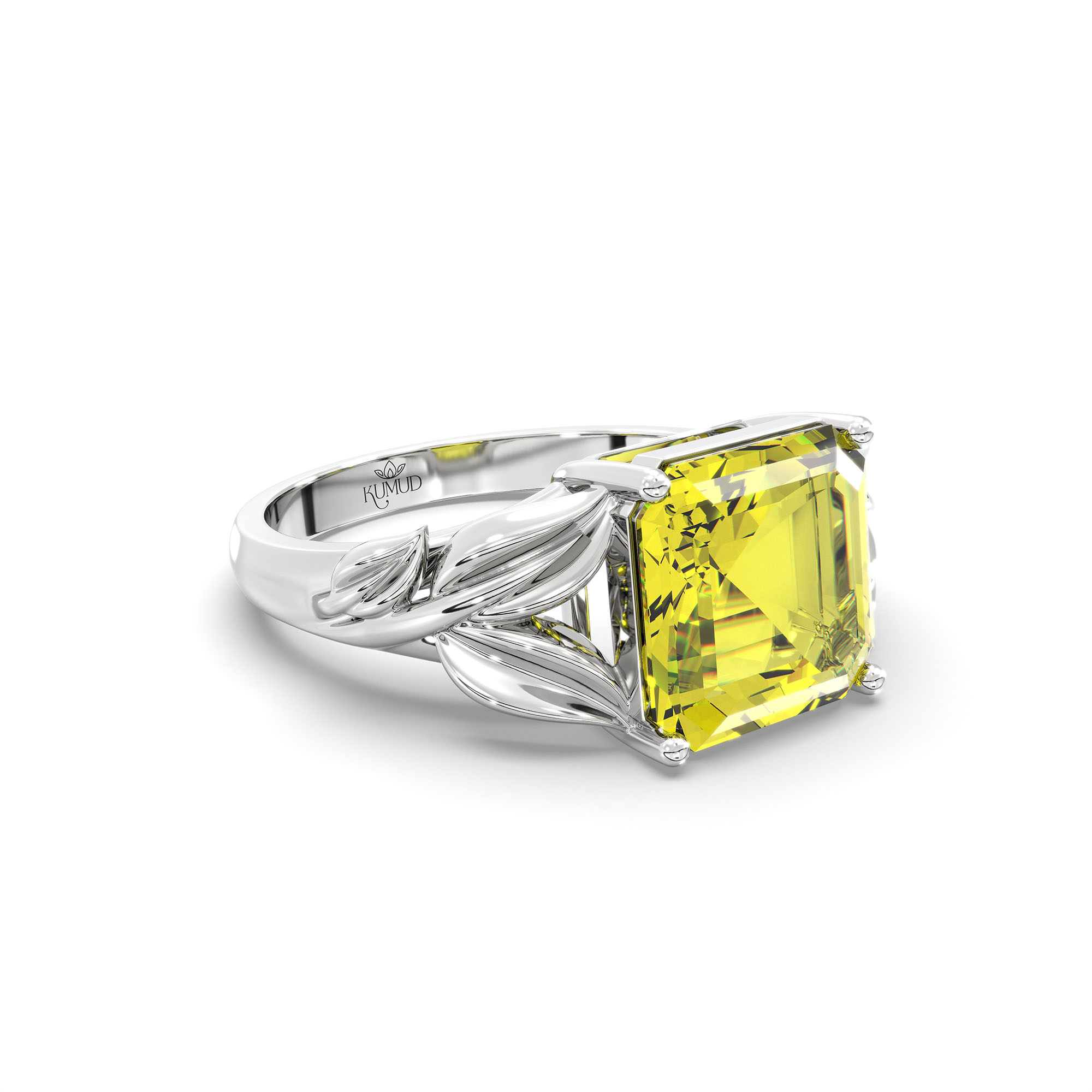 Yellow Sapphire (Pukhraj) Ring for Women in 925 Sterling Silver – Cushion 8 mm, Prong Setting, 5 g thumbnail