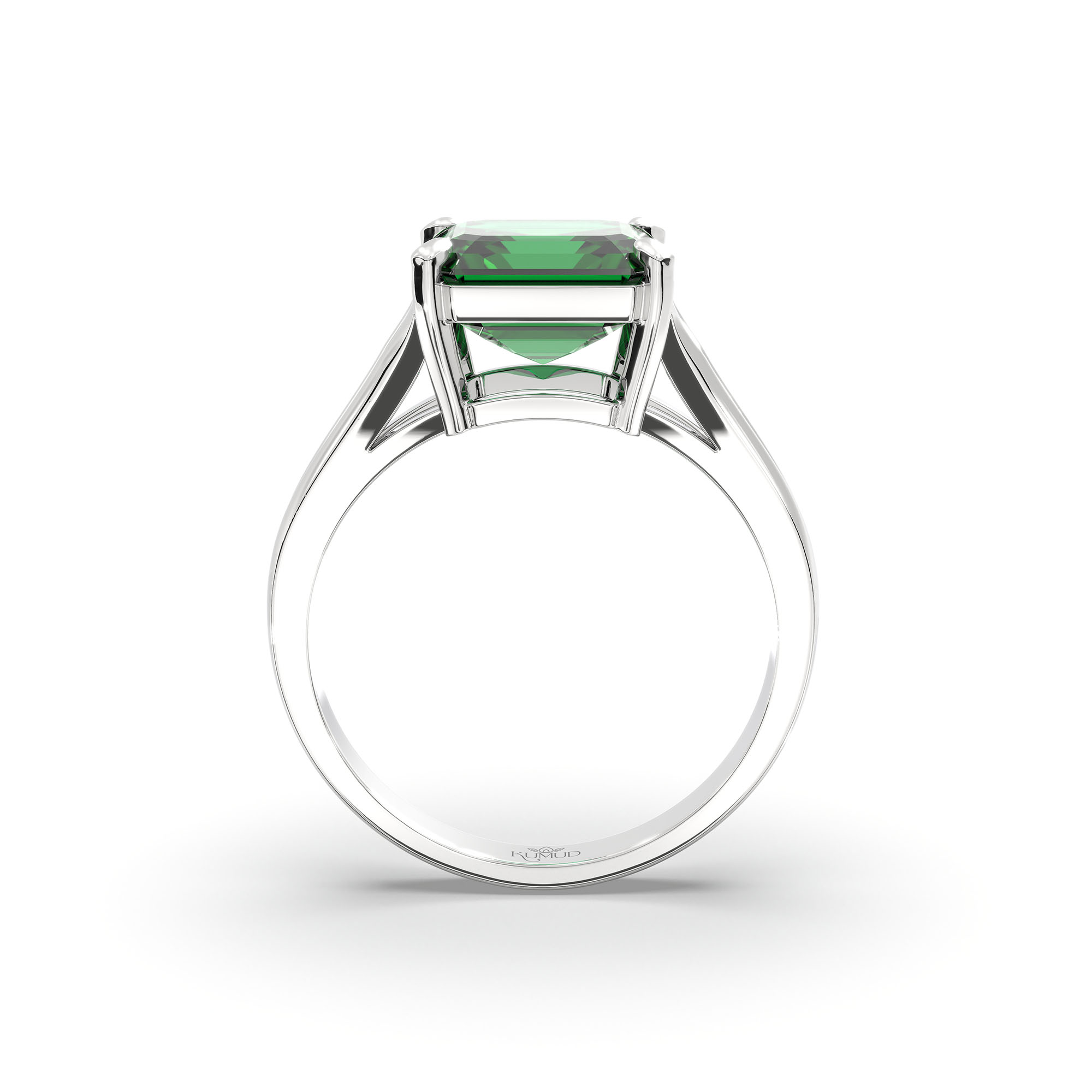Emerald (Panna) Ring in 925 Sterling Silver – Cushion 8 mm, Prong Setting, 4 g (Design K15-12) thumbnail