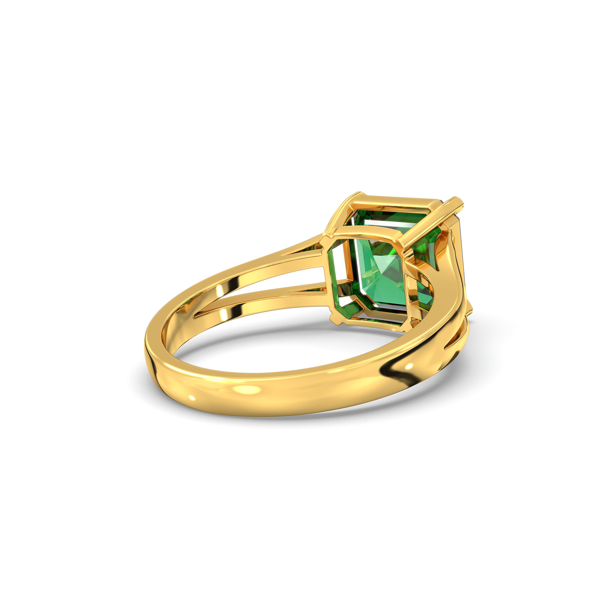 Emerald (Panna) Ring in 22K Yellow Gold – Cushion 8 mm, Prong Setting, 4 g (Design K15-12) thumbnail