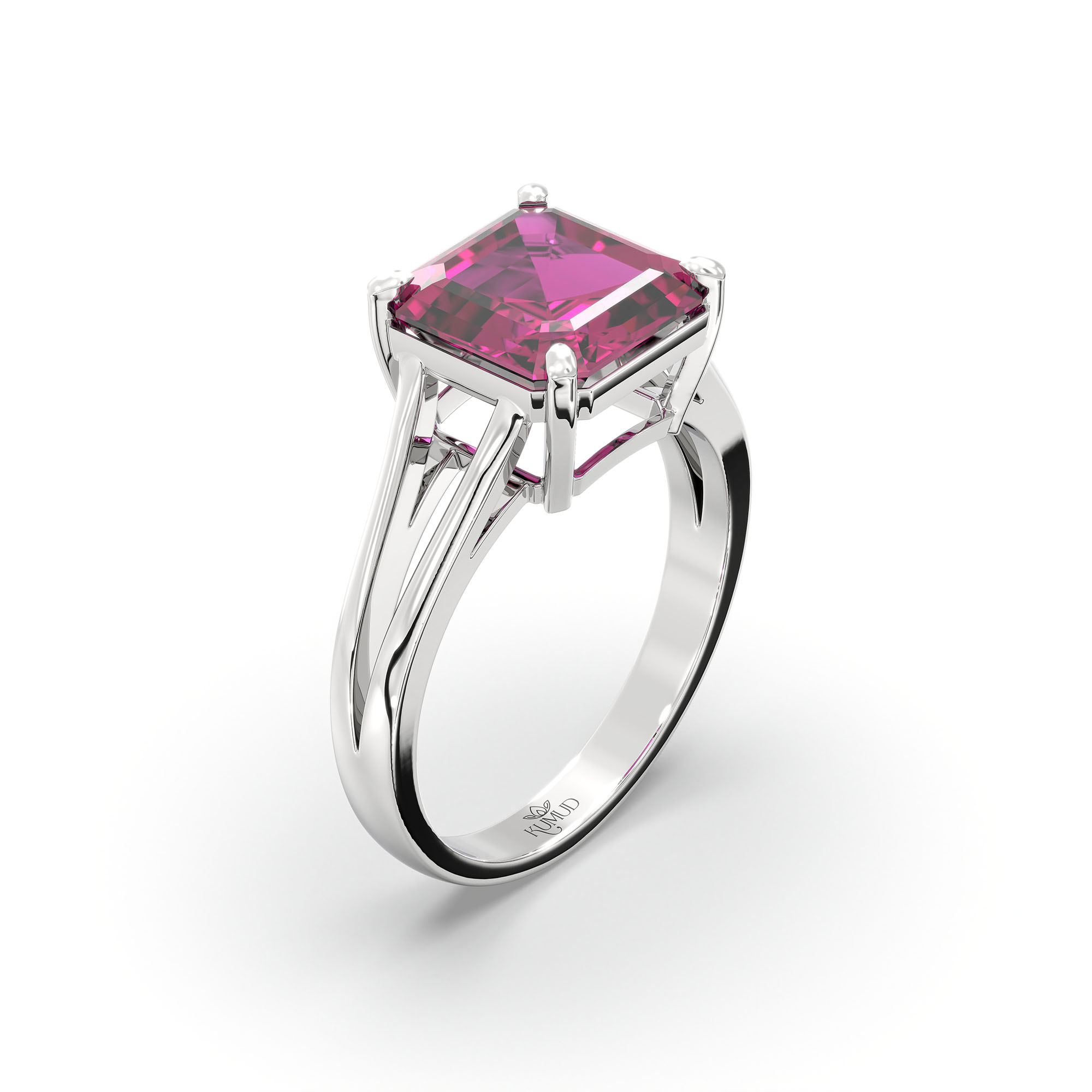 Ruby (Manik) Ring in 925 Sterling Silver – Cushion 8 mm, Prong Setting, 4 g (Design K15-12) thumbnail