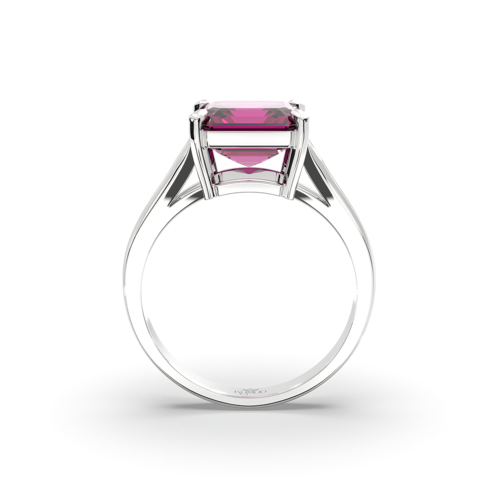 Ruby (Manik) Ring in 18K White Gold – Cushion 8 mm, Prong Setting, 4 g (Design K15-12) thumbnail