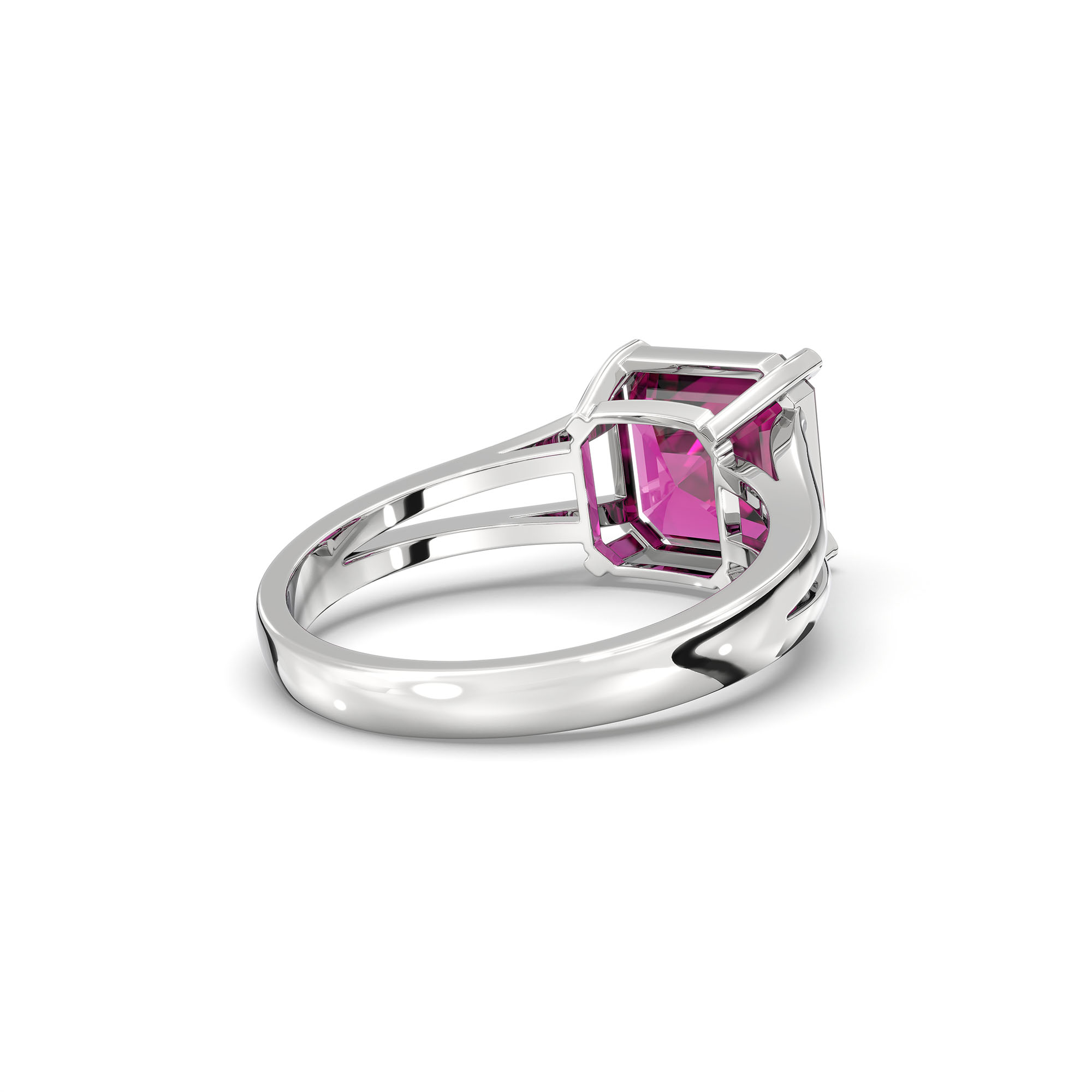 Ruby (Manik) Ring in 18K White Gold – Cushion 8 mm, Prong Setting, 4 g (Design K15-12) thumbnail