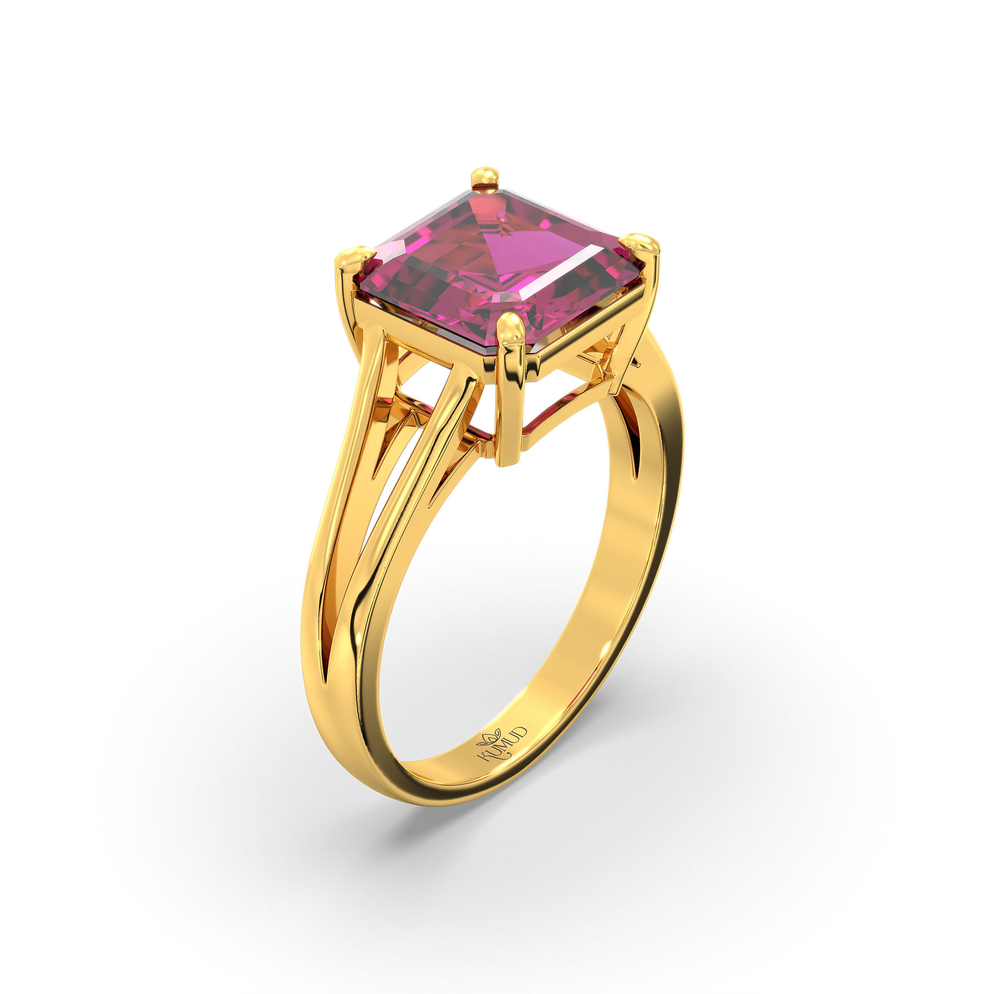 Ruby (Manik) Ring in 22K Yellow Gold – Cushion 8 mm, Prong Setting, 4 g (Design K15-12) thumbnail