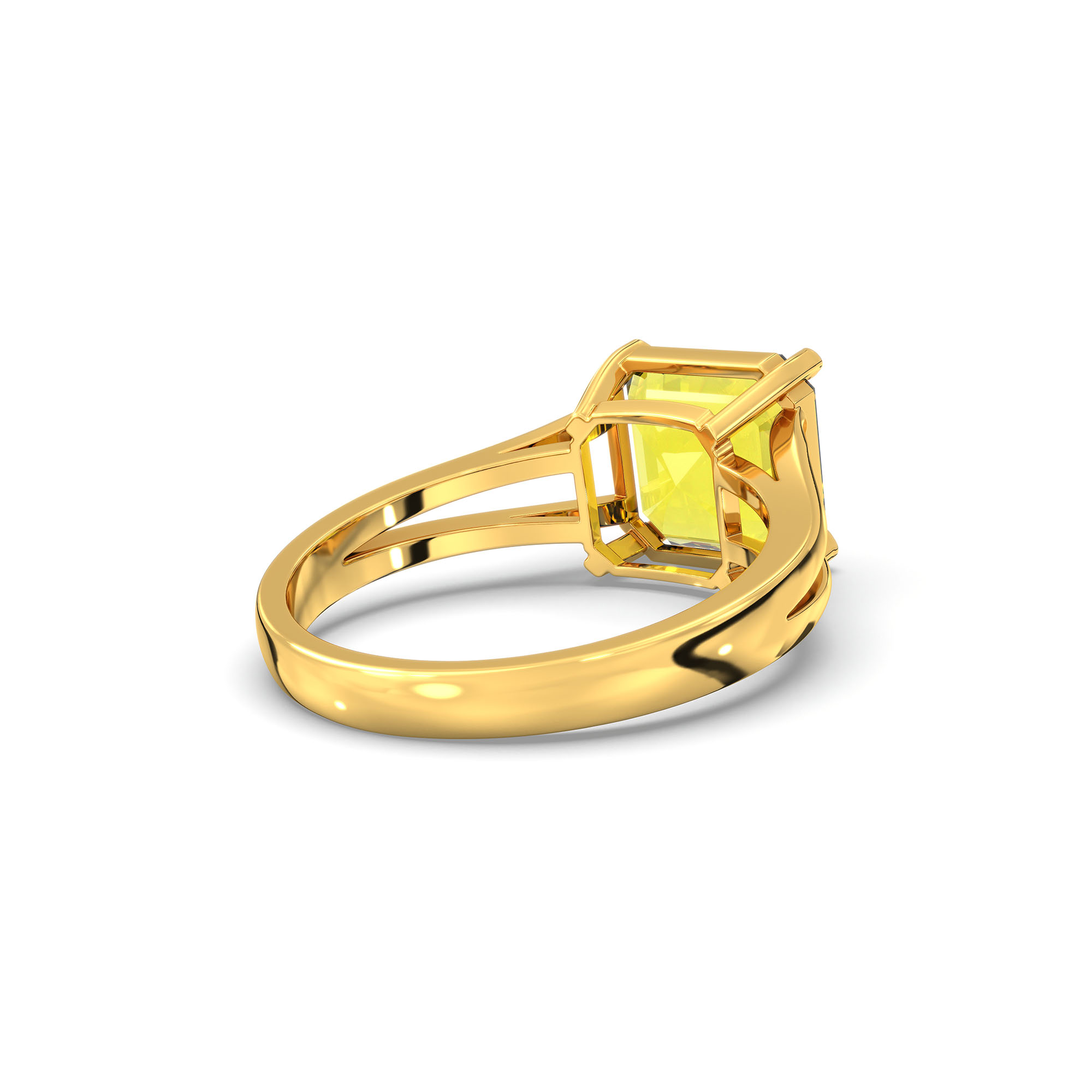 Yellow Sapphire (Pukhraj) Ring in 22K Yellow Gold – Cushion 8 mm, Prong Setting, 4 g (Design K15-12) thumbnail