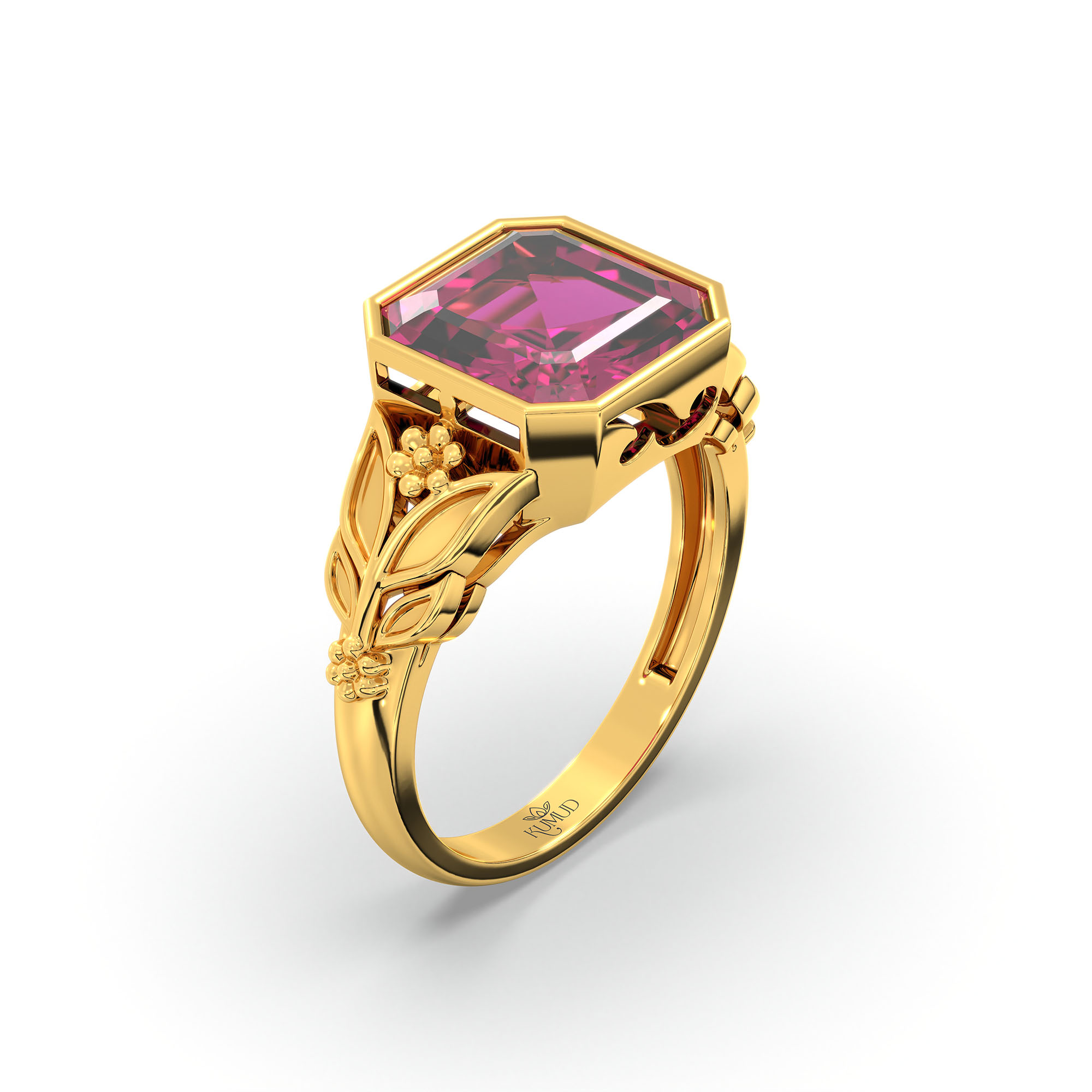 Ruby (Manik) Ring for Women in 22K Yellow Gold – Cushion 8 mm, Bezel Setting, 6 g (Design K15-13) thumbnail