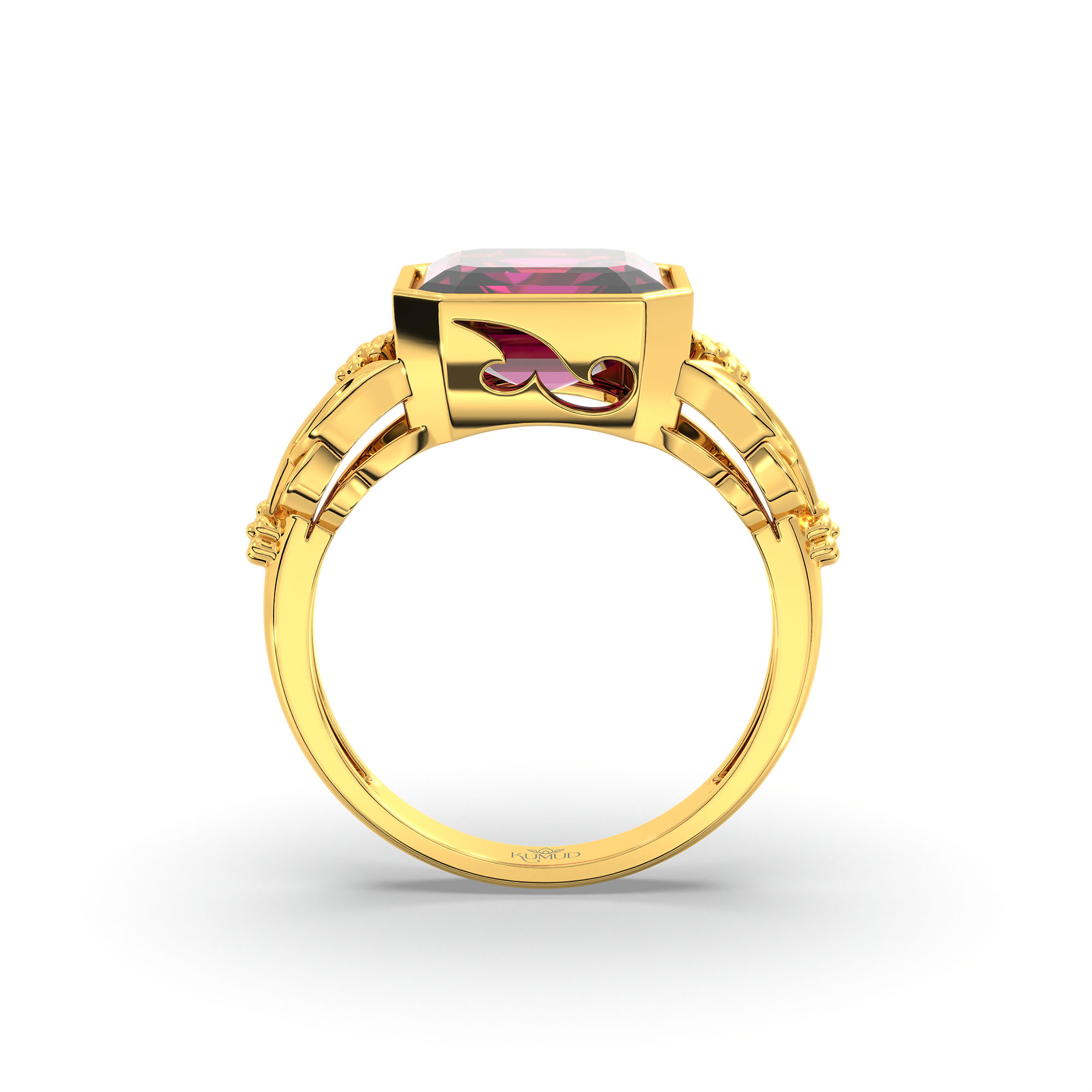 Ruby (Manik) Ring for Women in 22K Yellow Gold – Cushion 8 mm, Bezel Setting, 6 g (Design K15-13) thumbnail