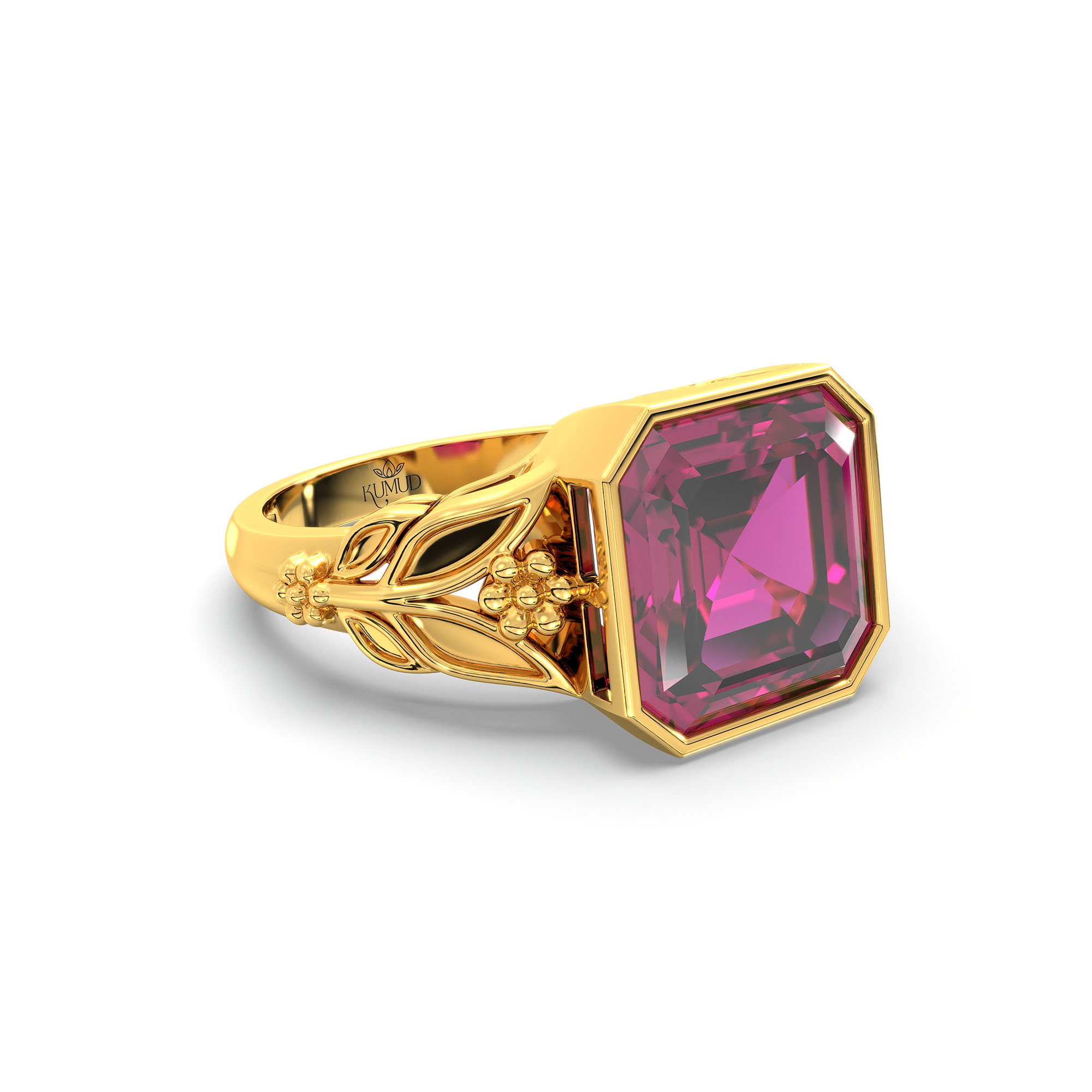 Ruby (Manik) Ring for Women in 22K Yellow Gold – Cushion 8 mm, Bezel Setting, 6 g (Design K15-13) thumbnail