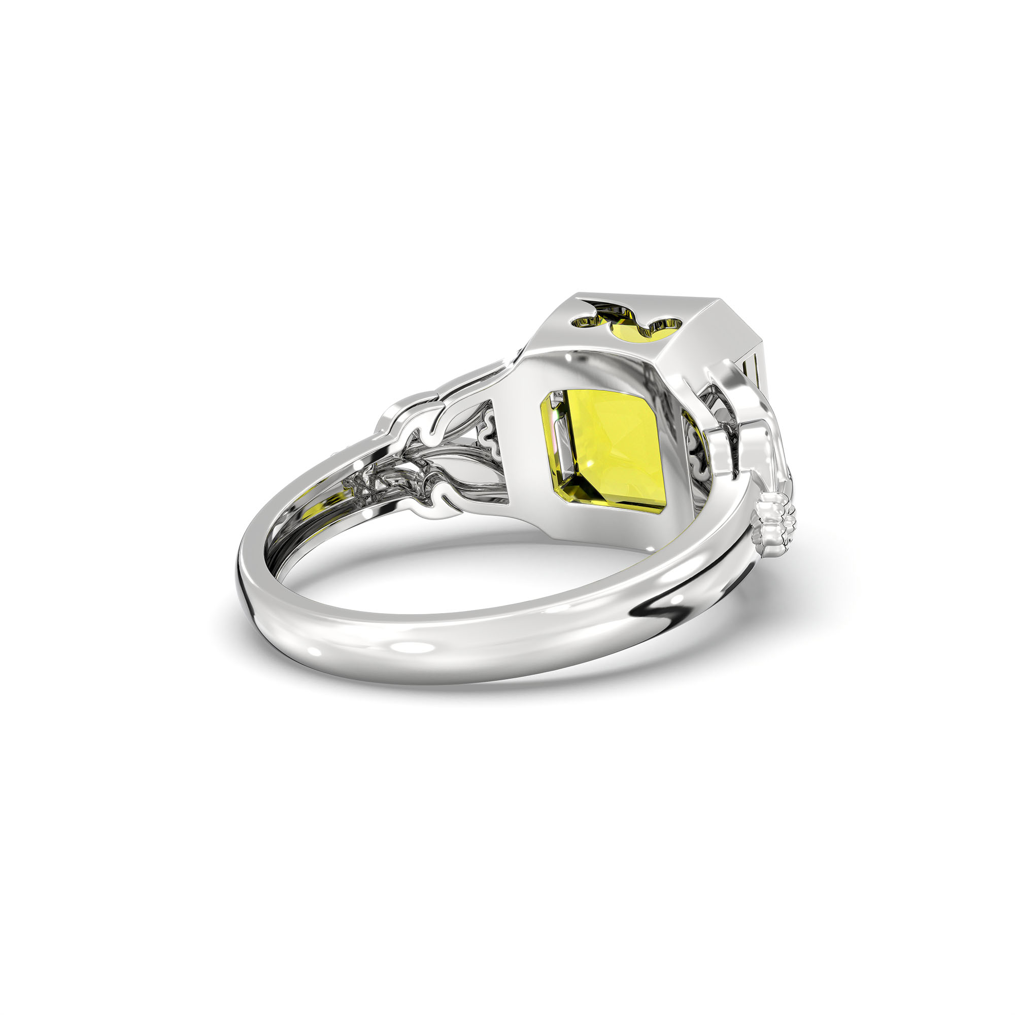 Yellow Sapphire (Pukhraj) Ring for Women in 925 Sterling Silver – Cushion 8 mm, Bezel Setting, 6 g (Design K15-13) thumbnail