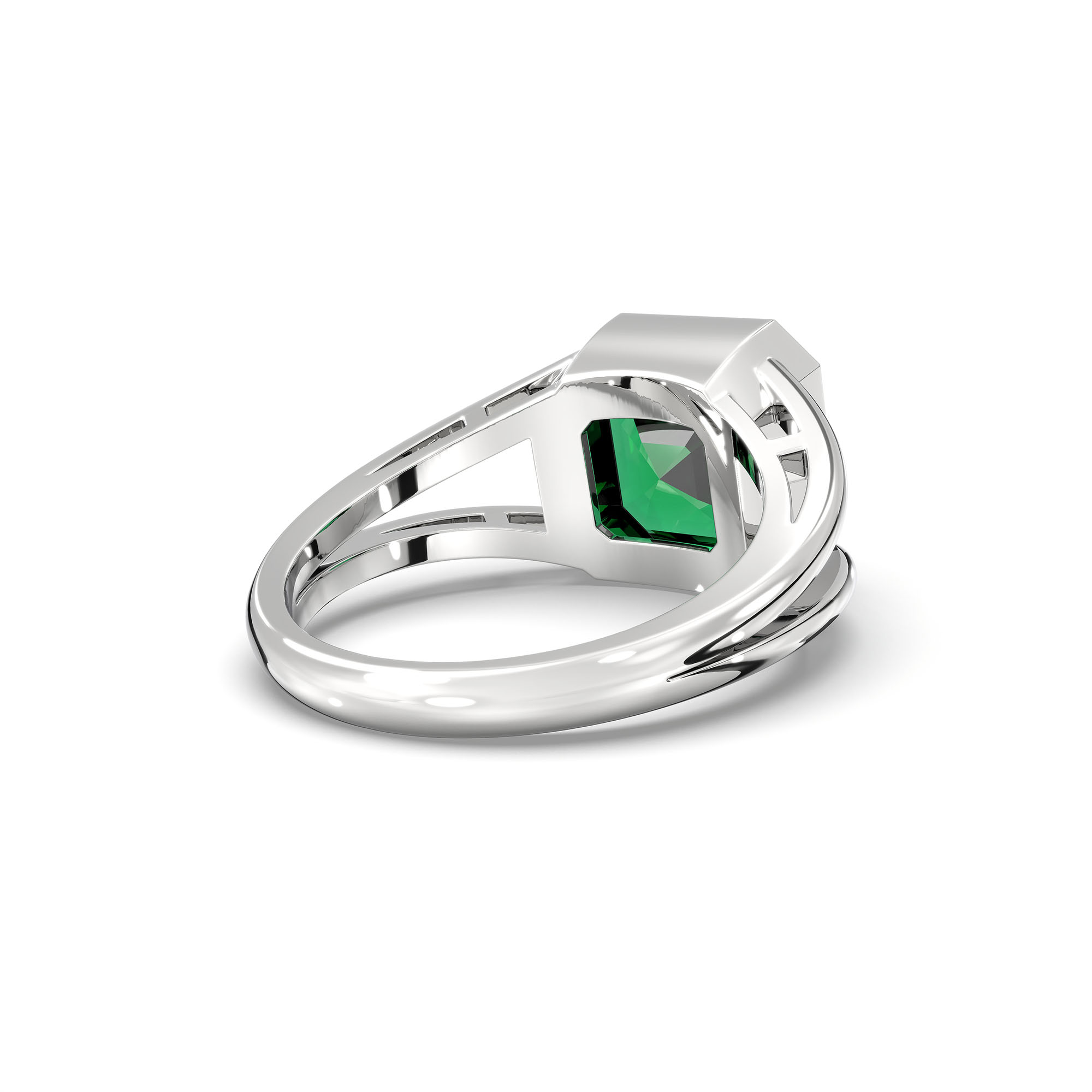 Emerald (Panna) Ring in 925 Sterling Silver – Cushion 8 mm, Bezel Setting, 6 g (Design K15-14) thumbnail