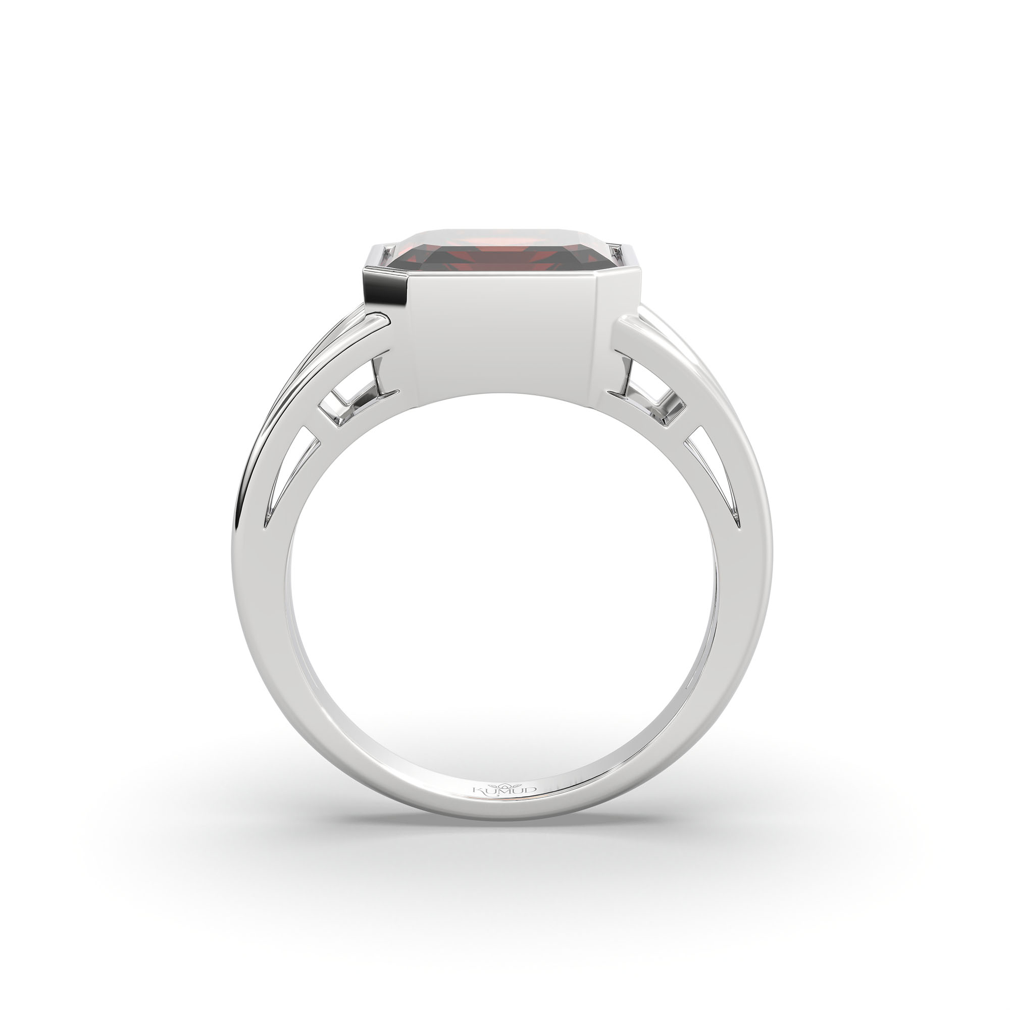 Hessonite (Gomed) Ring in 925 Sterling Silver – Cushion 8 mm, Bezel Setting, 6 g (Design K15-14) thumbnail
