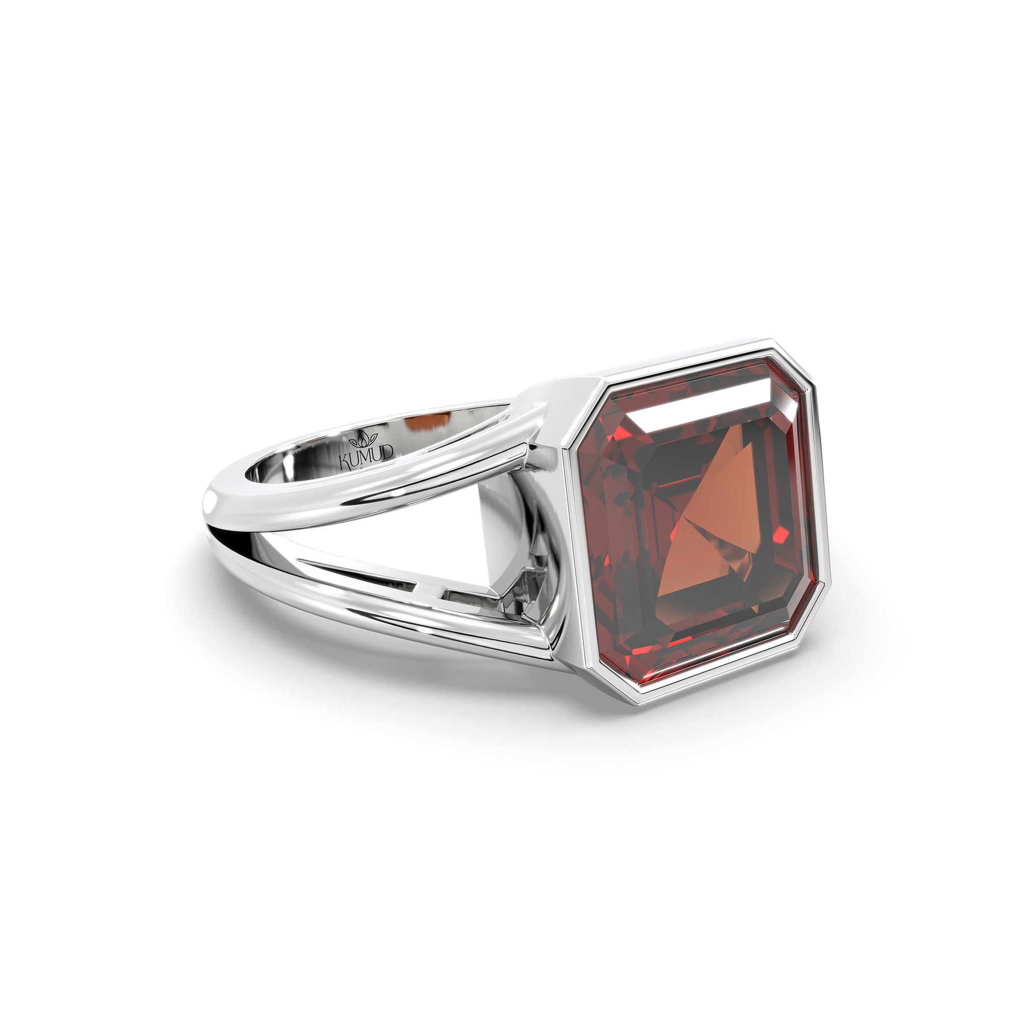 Hessonite (Gomed) Ring in 925 Sterling Silver – Cushion 8 mm, Bezel Setting, 6 g (Design K15-14) thumbnail