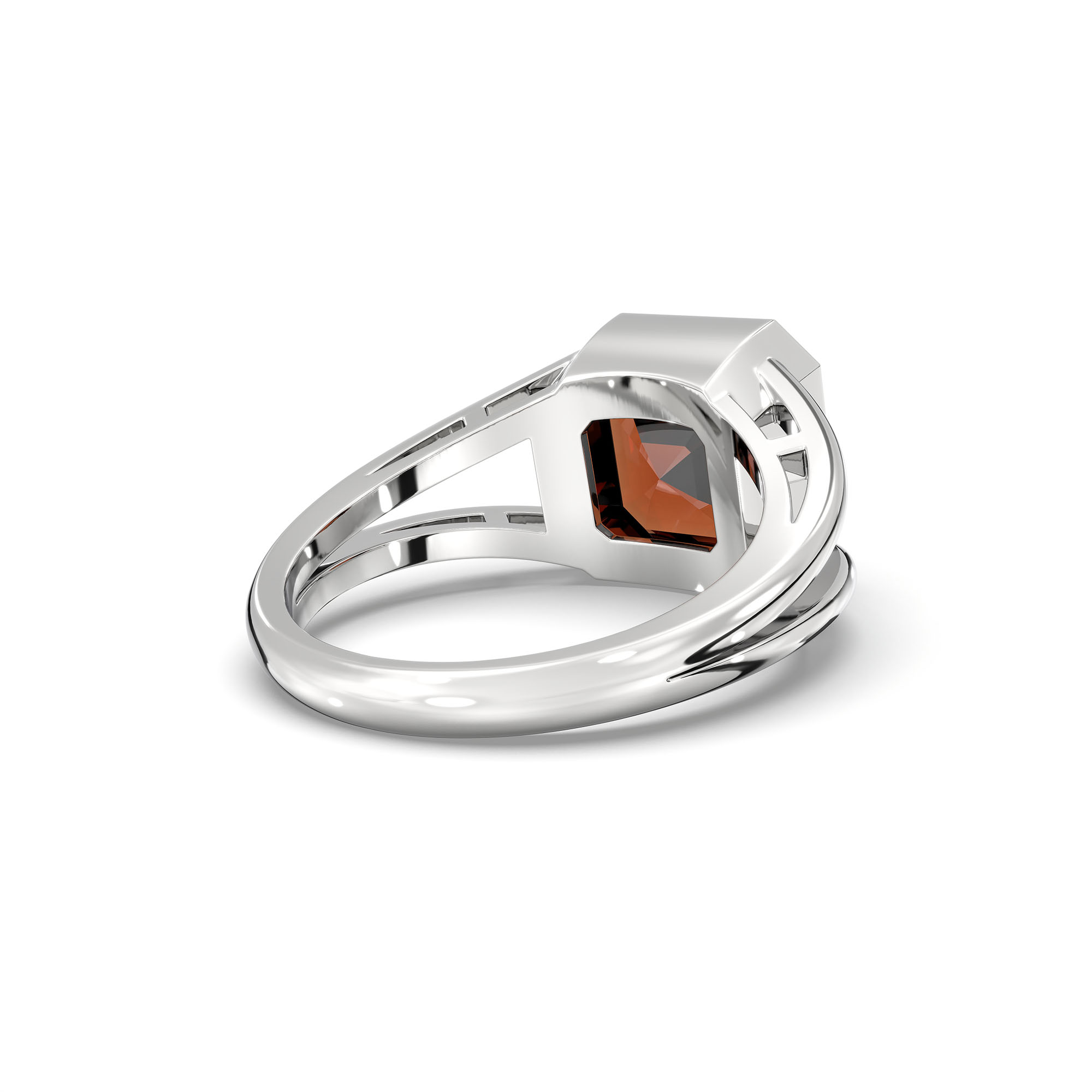 Hessonite (Gomed) Ring in 925 Sterling Silver – Cushion 8 mm, Bezel Setting, 6 g (Design K15-14) thumbnail