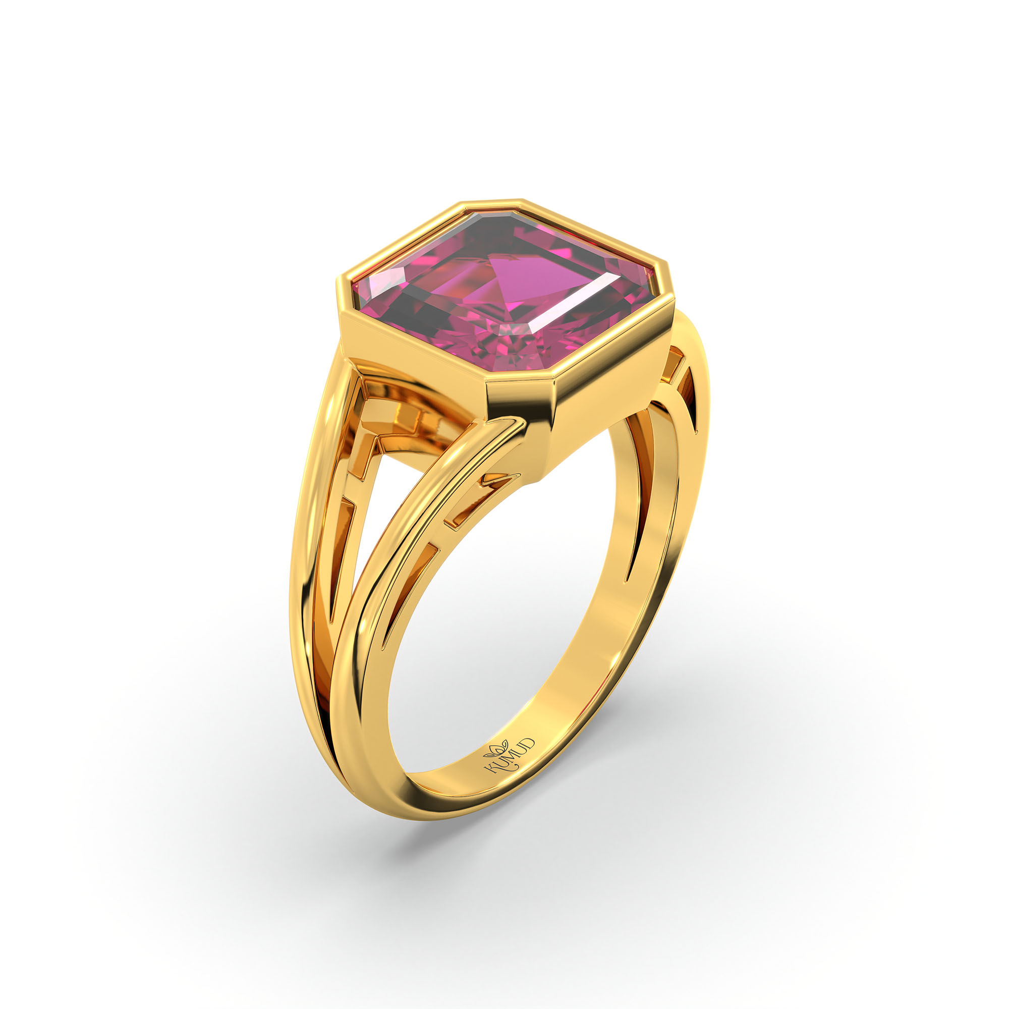 Ruby (Manik) Ring in 22K Yellow Gold – Cushion 8 mm, Bezel Setting, 6 g (Design K15-14) thumbnail
