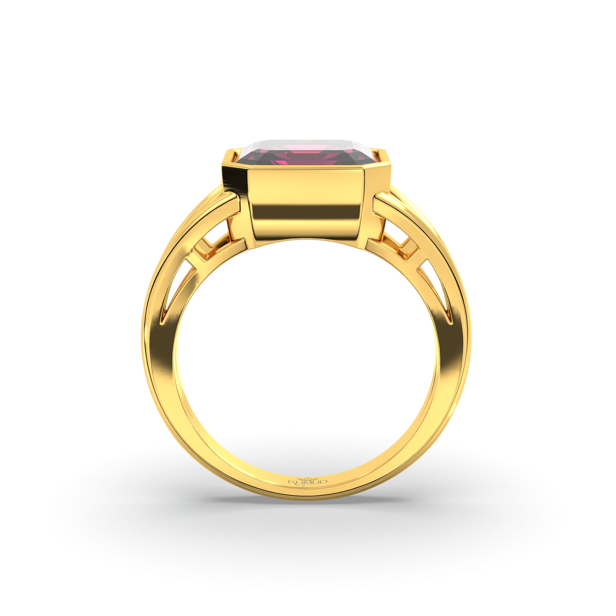 Ruby (Manik) Ring in 22K Yellow Gold – Cushion 8 mm, Bezel Setting, 6 g (Design K15-14) thumbnail