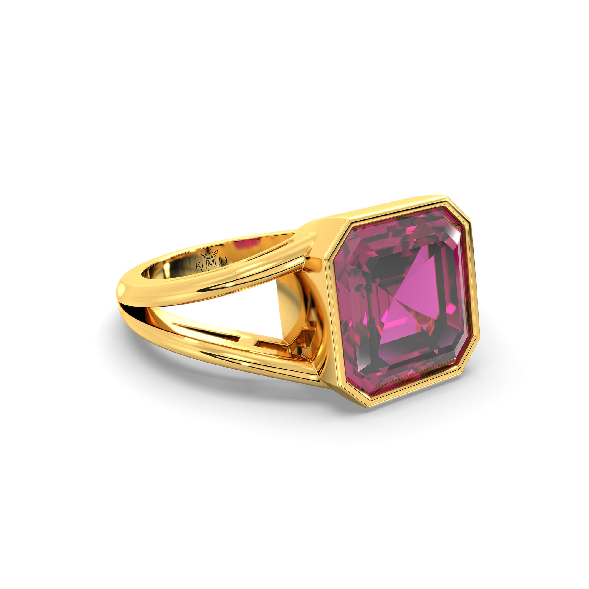 Ruby (Manik) Ring in 22K Yellow Gold – Cushion 8 mm, Bezel Setting, 6 g (Design K15-14) thumbnail