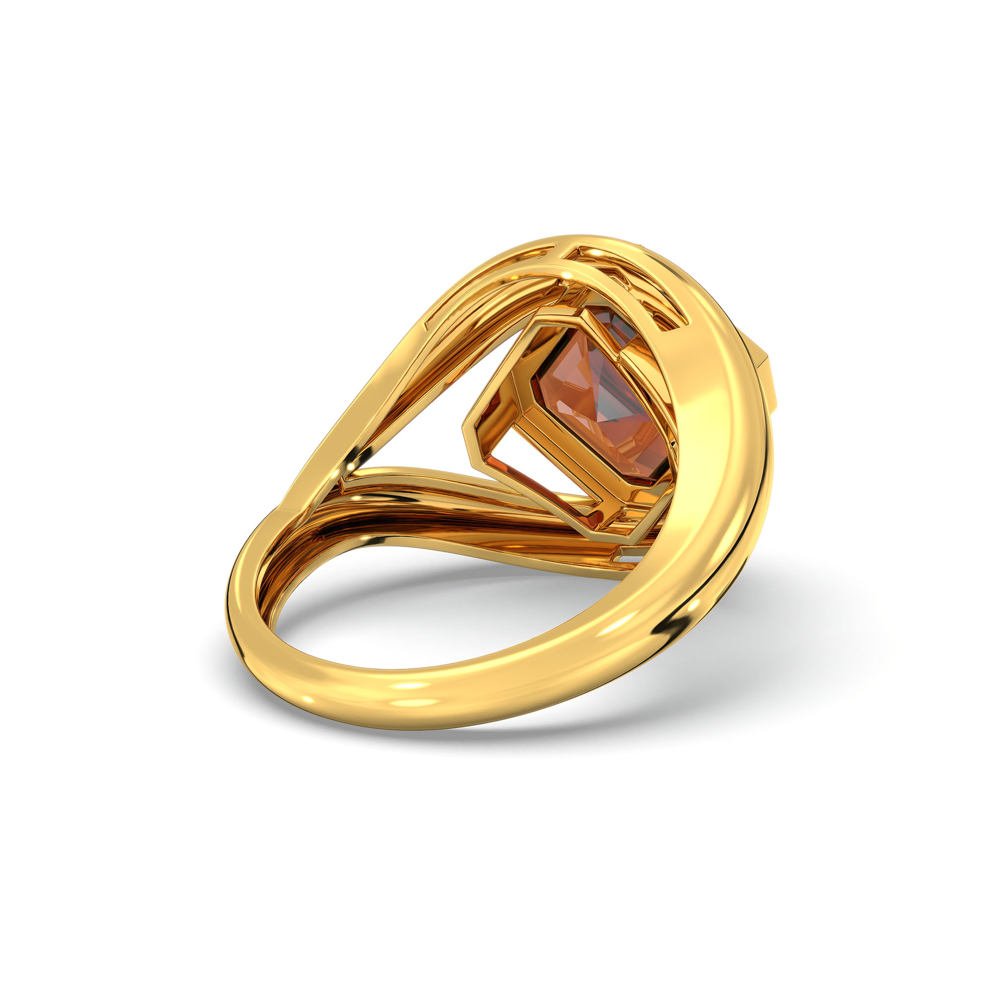 Hessonite (Gomed) Ring in 22K Yellow Gold – Cushion 8 mm, Bezel Setting, 6 g (Design K15-15) thumbnail