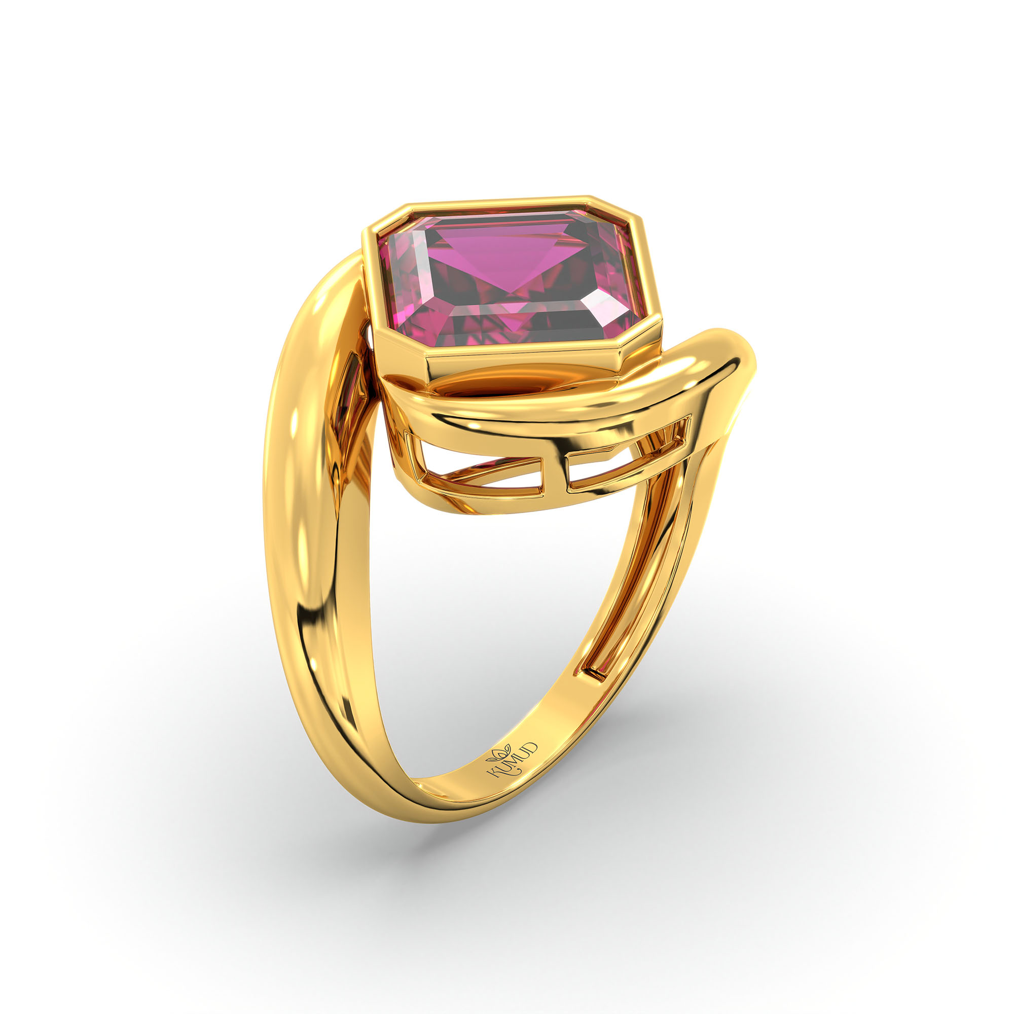 Ruby (Manik) Ring in 22K Yellow Gold – Cushion 8 mm, Bezel Setting, 6 g (Design K15-15) thumbnail
