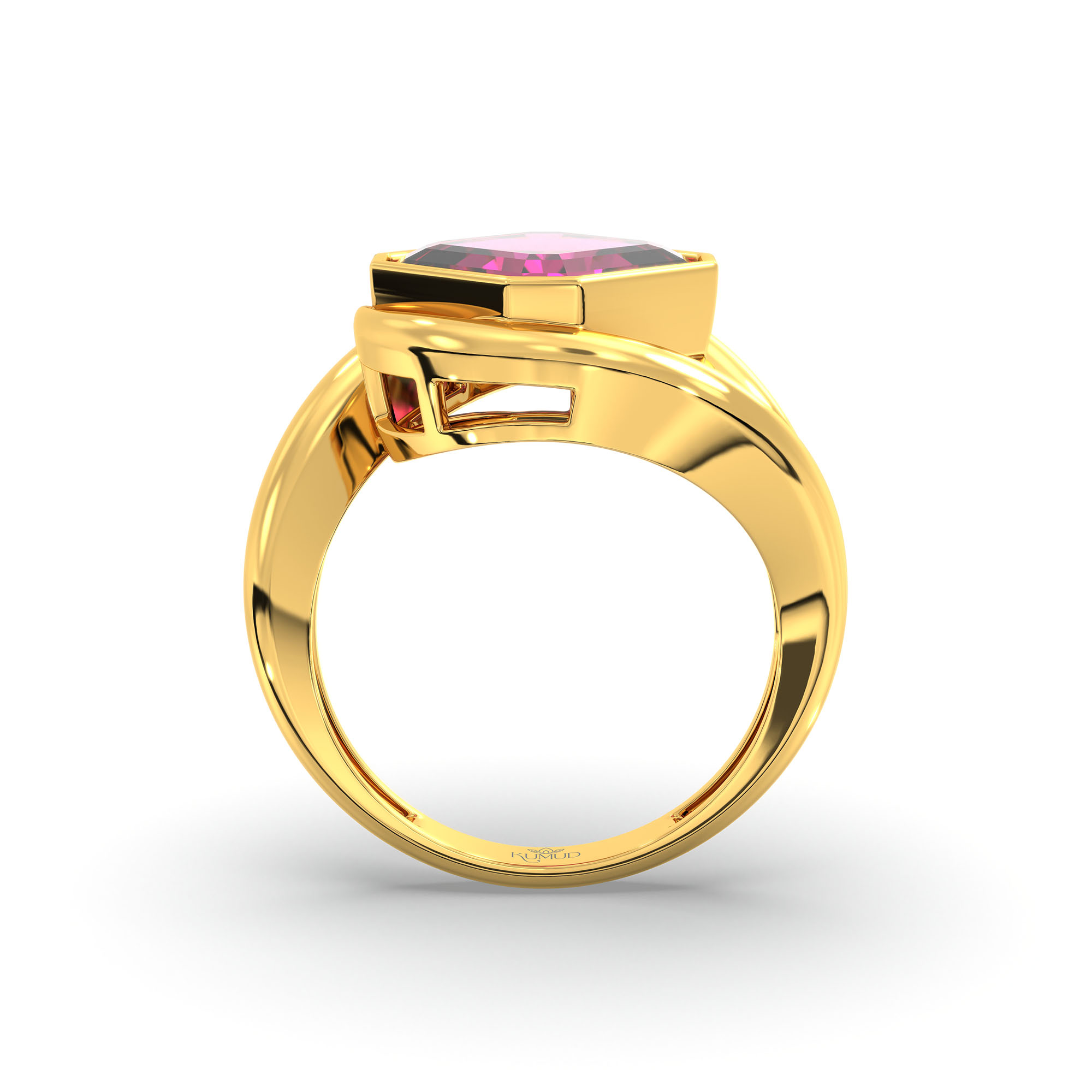 Ruby (Manik) Ring in 22K Yellow Gold – Cushion 8 mm, Bezel Setting, 6 g (Design K15-15) thumbnail