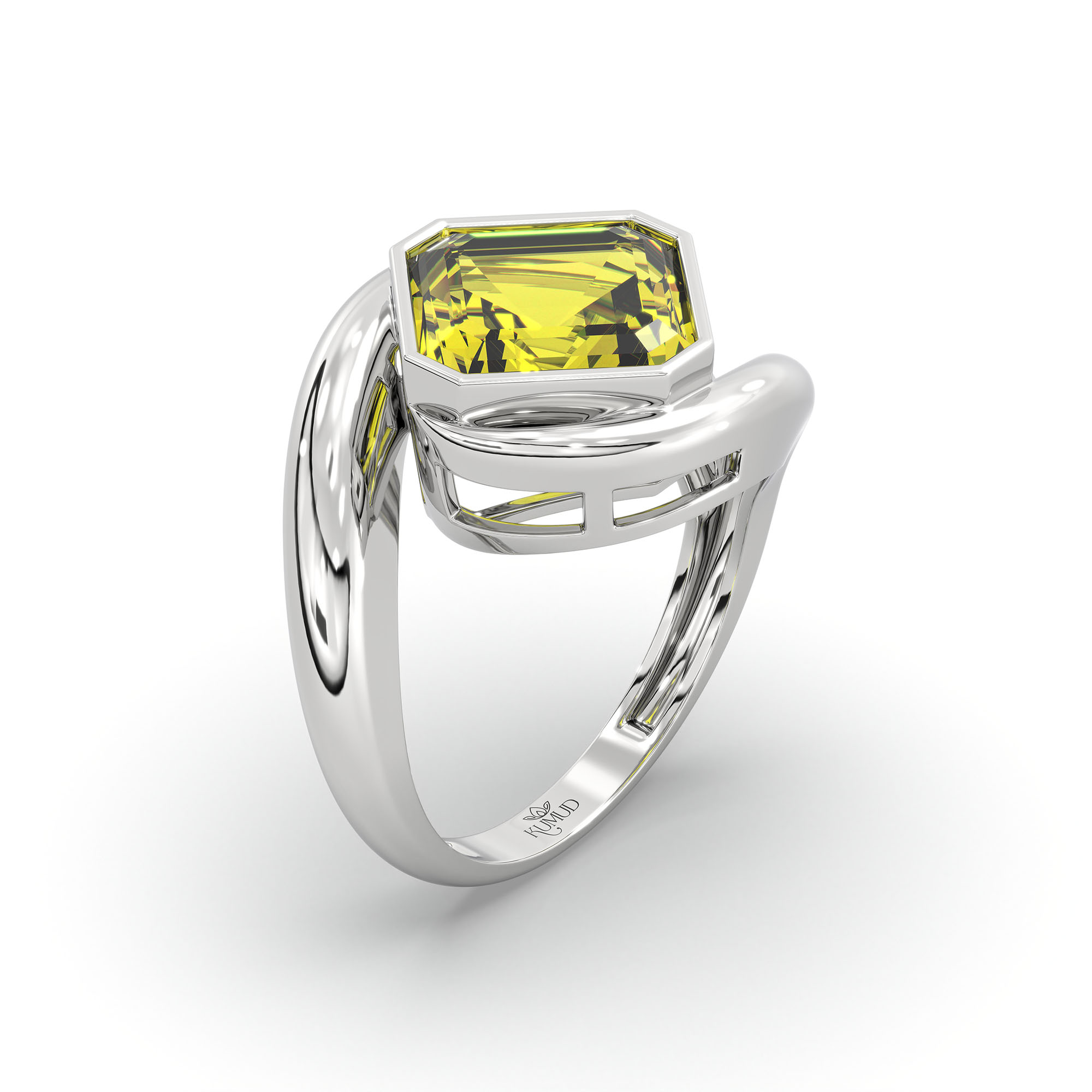 Yellow Sapphire (Pukhraj) Ring in 925 Sterling Silver – Cushion 8 mm, Bezel Setting, 6 g (Design K15-15) thumbnail