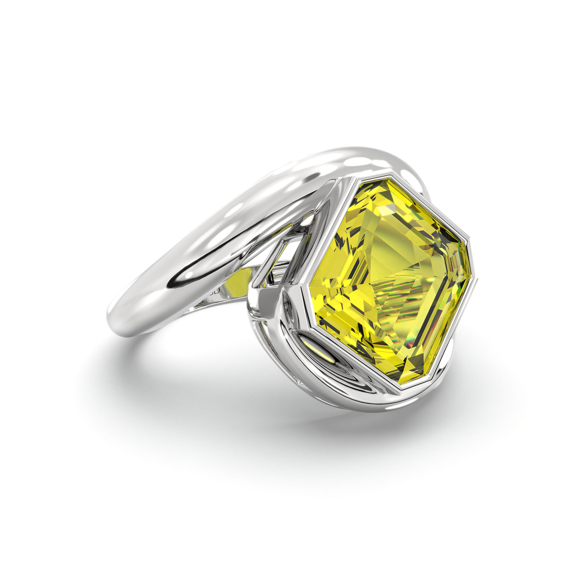 Yellow Sapphire (Pukhraj) Ring in 925 Sterling Silver – Cushion 8 mm, Bezel Setting, 6 g (Design K15-15) thumbnail