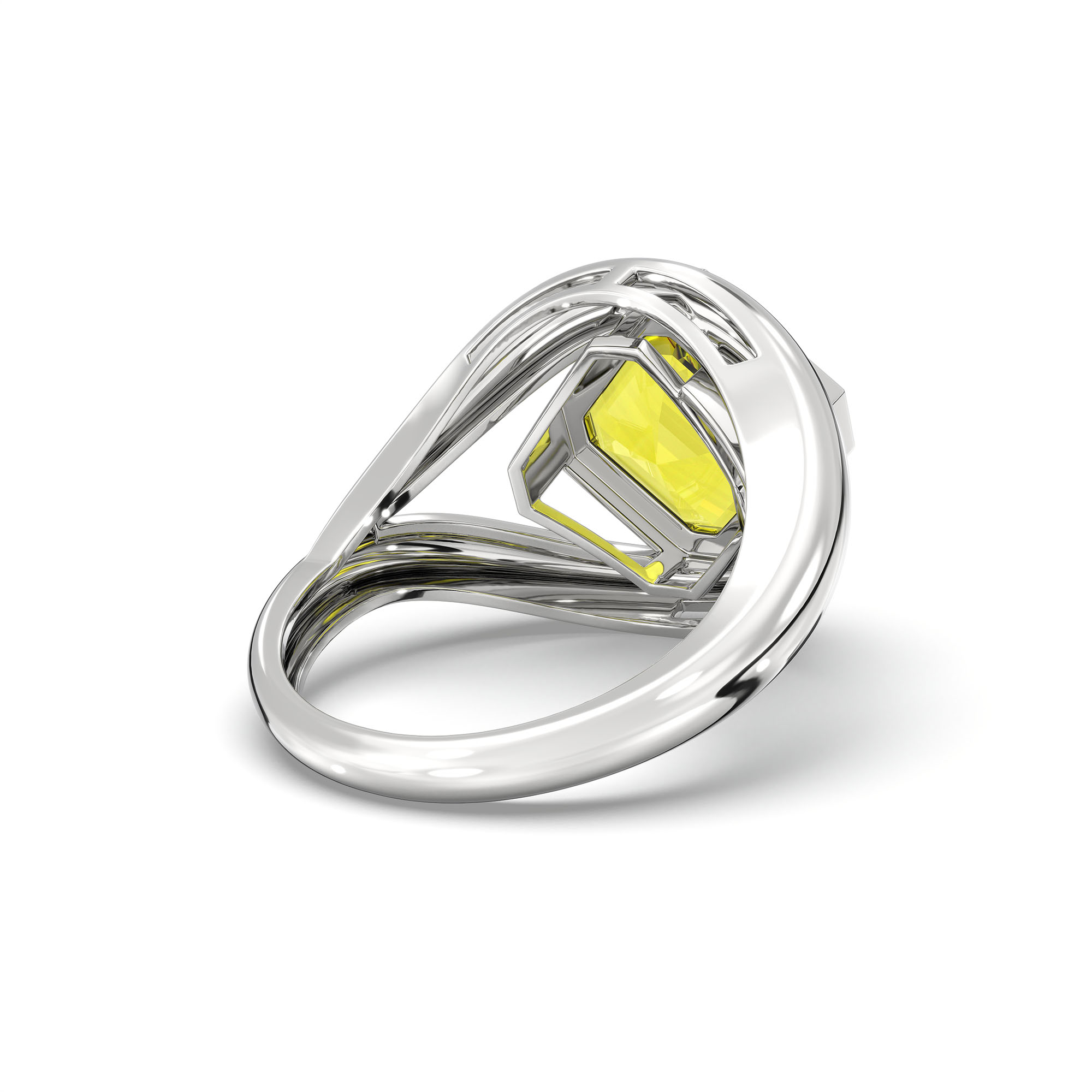 Yellow Sapphire (Pukhraj) Ring in 925 Sterling Silver – Cushion 8 mm, Bezel Setting, 6 g (Design K15-15) thumbnail