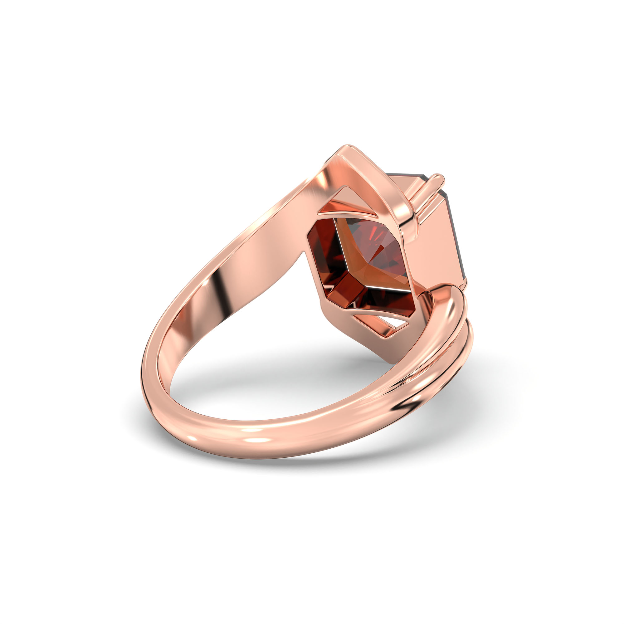 Hessonite (Gomed) Ring in 18K Rose Gold – Cushion 8 mm, Prong Setting, 7 g (Design K15-16) thumbnail
