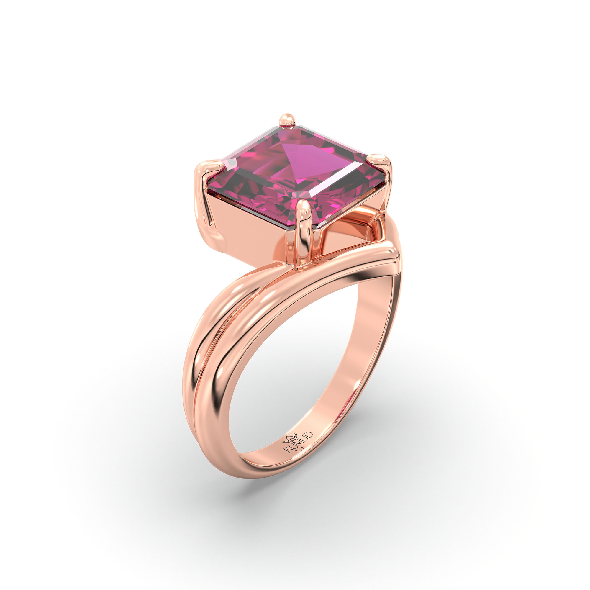 Ruby (Manik) Ring in 18K Rose Gold – Cushion 8 mm, Prong Setting, 7 g (Design K15-16) thumbnail