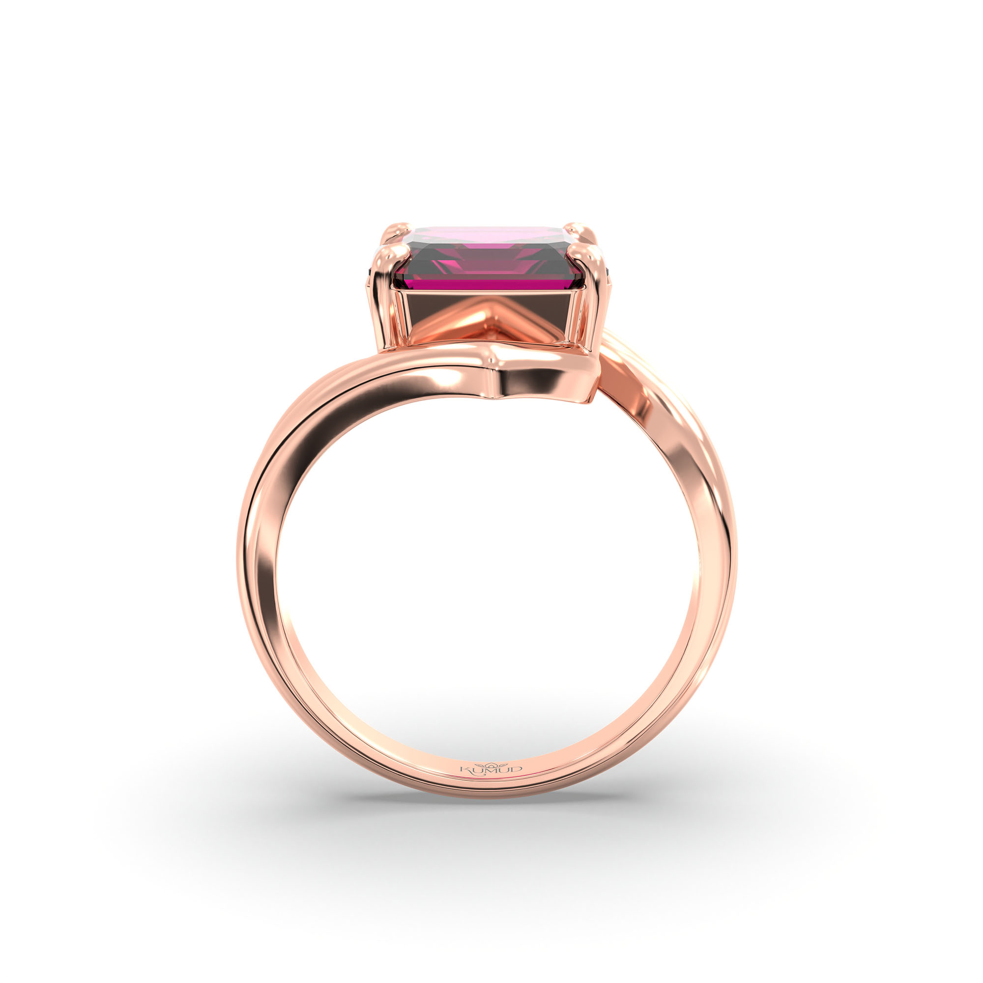 Ruby (Manik) Ring in 18K Rose Gold – Cushion 8 mm, Prong Setting, 7 g (Design K15-16) thumbnail