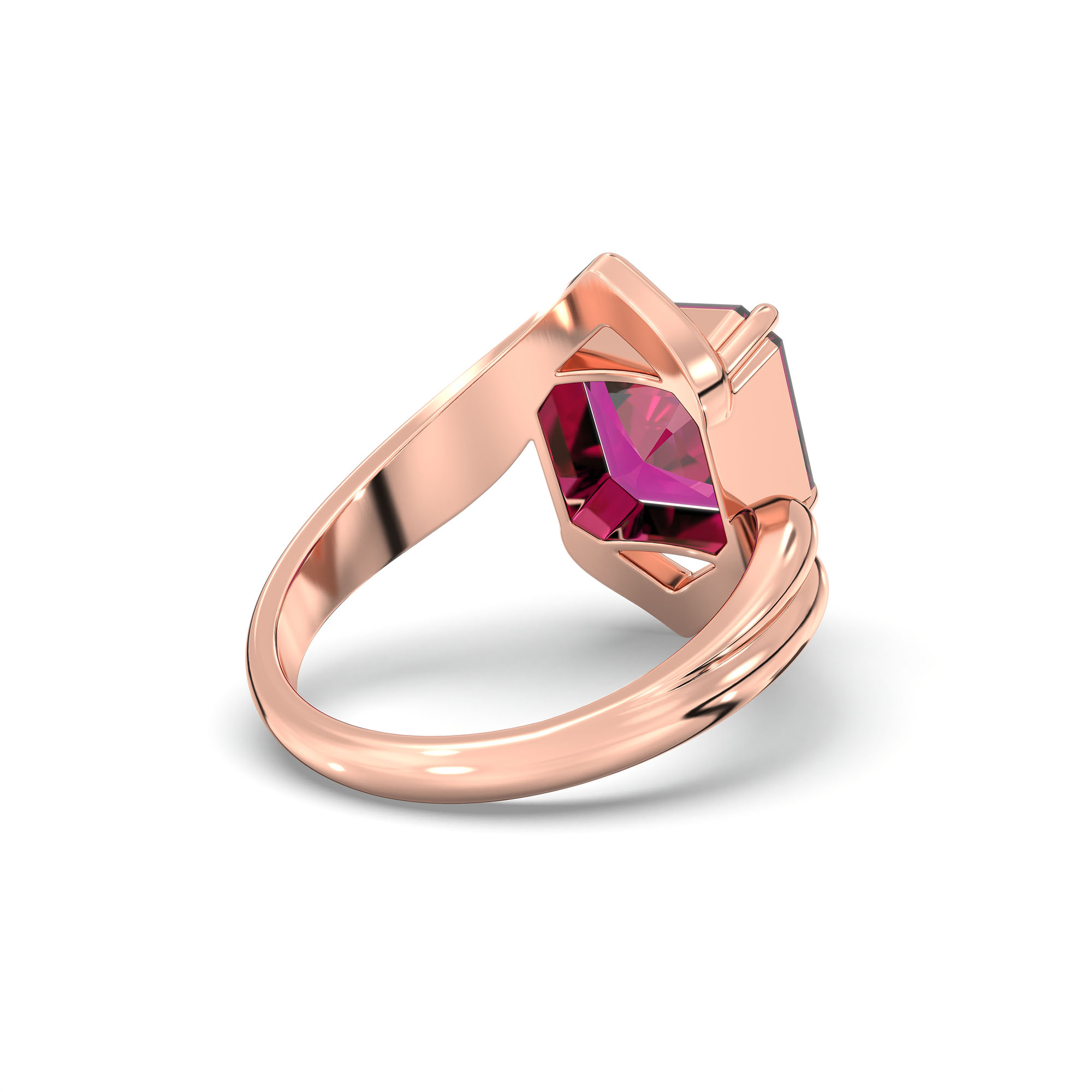 Ruby (Manik) Ring in 18K Rose Gold – Cushion 8 mm, Prong Setting, 7 g (Design K15-16) thumbnail