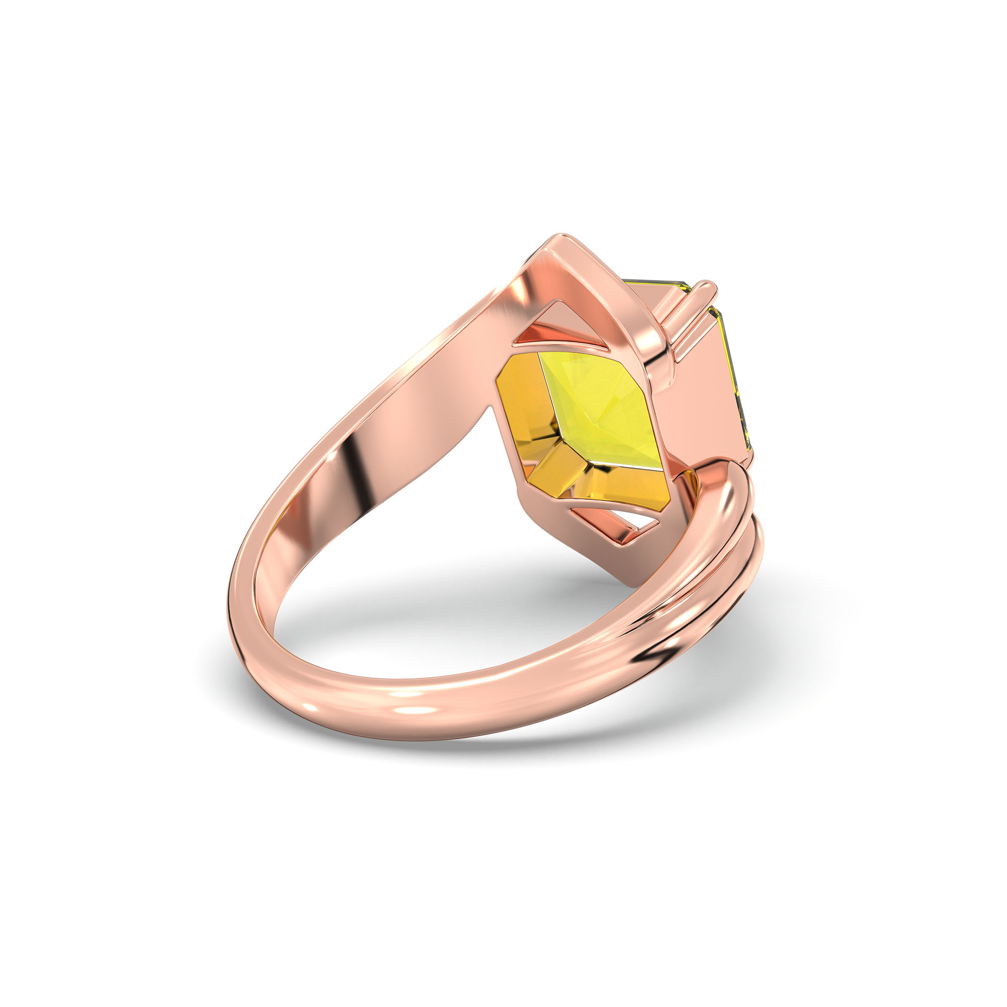 Yellow Sapphire (Pukhraj) Ring in 18K Rose Gold – Cushion 8 mm, Prong Setting, 7 g (Design K15-16) thumbnail