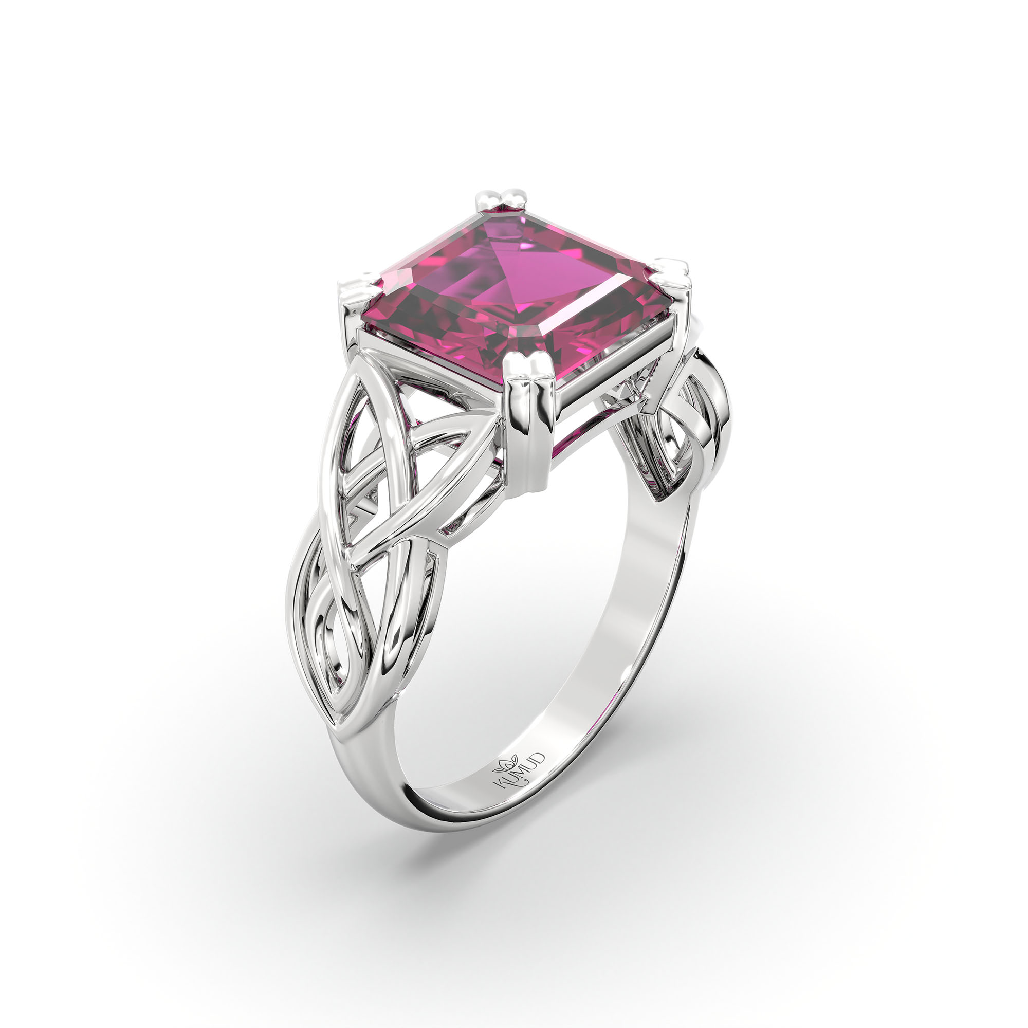 Ruby (Manik) Ring in 925 Sterling Silver – Cushion 8 mm, Prong Setting, 4 g (Design K15-17) thumbnail