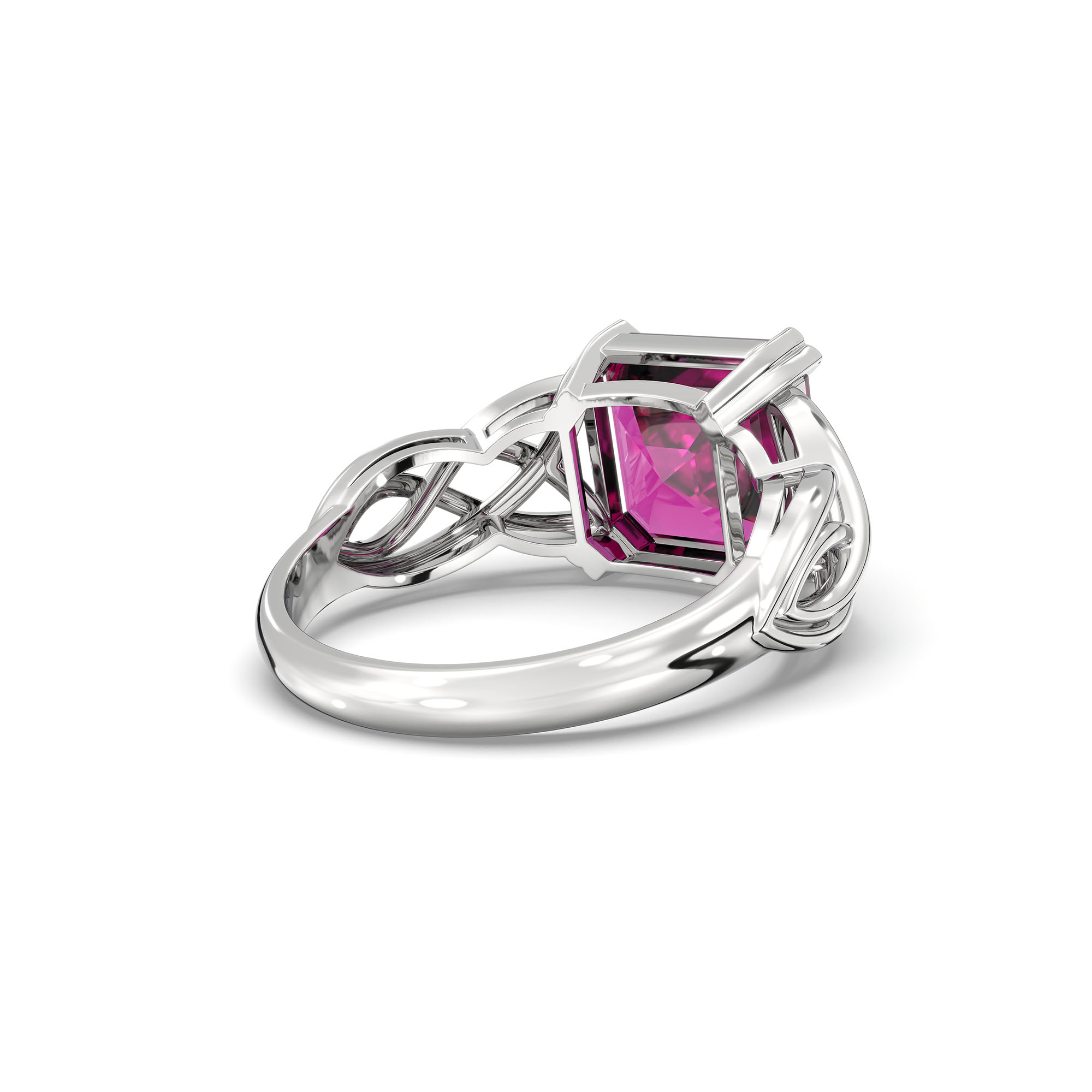 Ruby (Manik) Ring in 925 Sterling Silver – Cushion 8 mm, Prong Setting, 4 g (Design K15-17) thumbnail