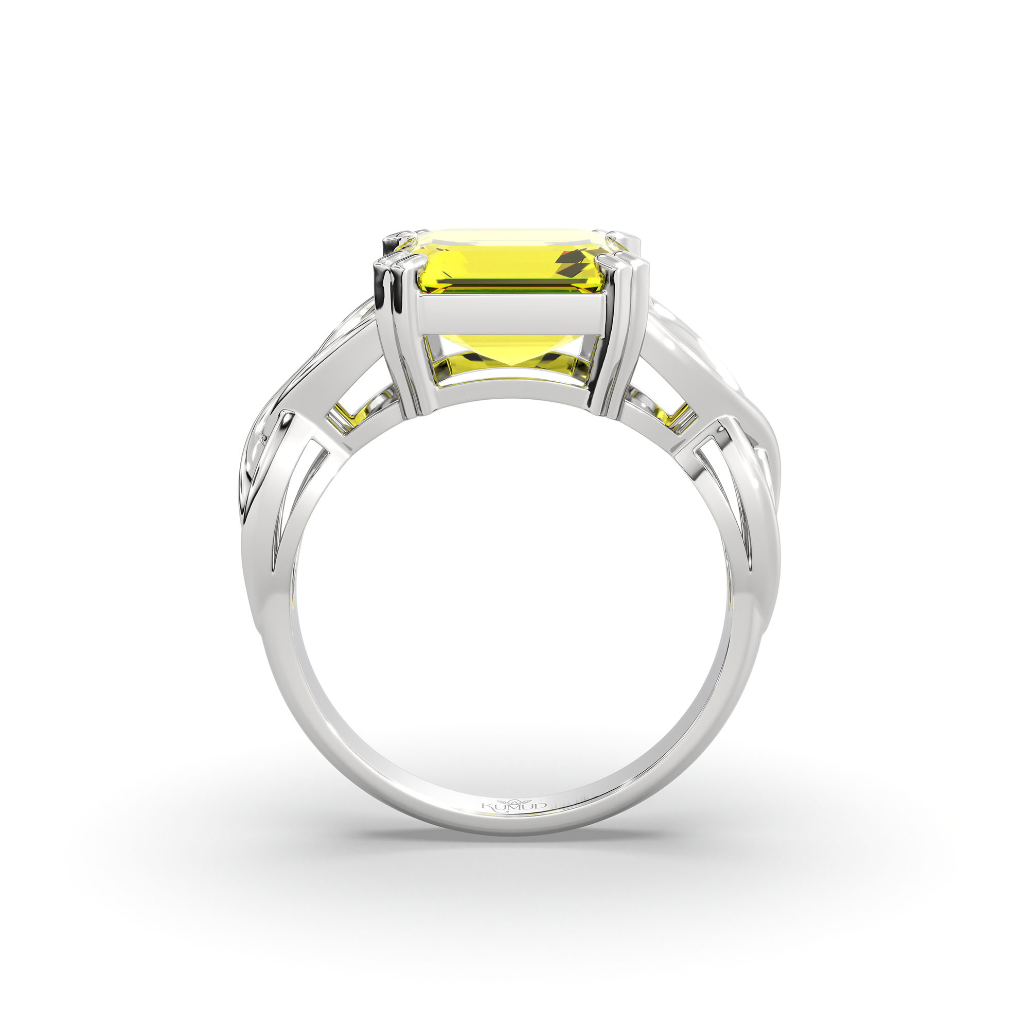 Yellow Sapphire (Pukhraj) Ring in 925 Sterling Silver – Cushion 8 mm, Prong Setting, 4 g (Design K15-17) thumbnail