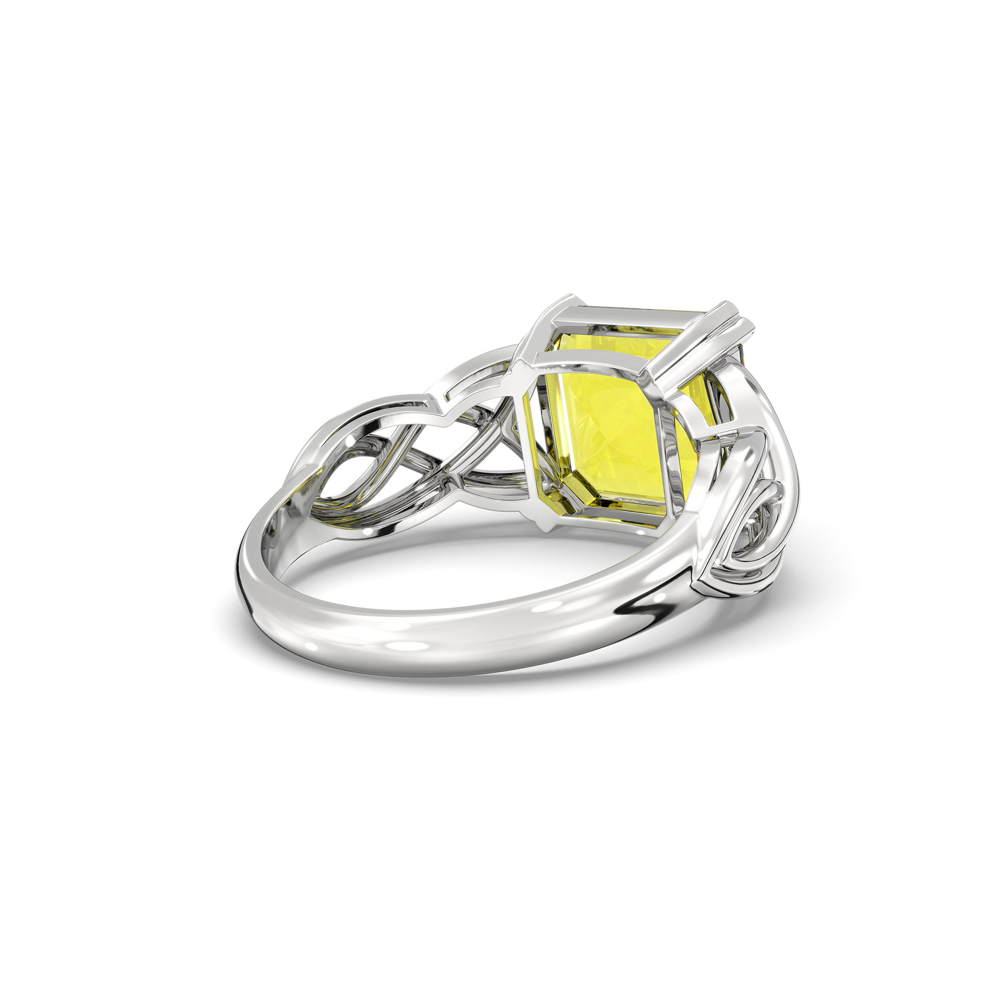 Yellow Sapphire (Pukhraj) Ring in 925 Sterling Silver – Cushion 8 mm, Prong Setting, 4 g (Design K15-17) thumbnail