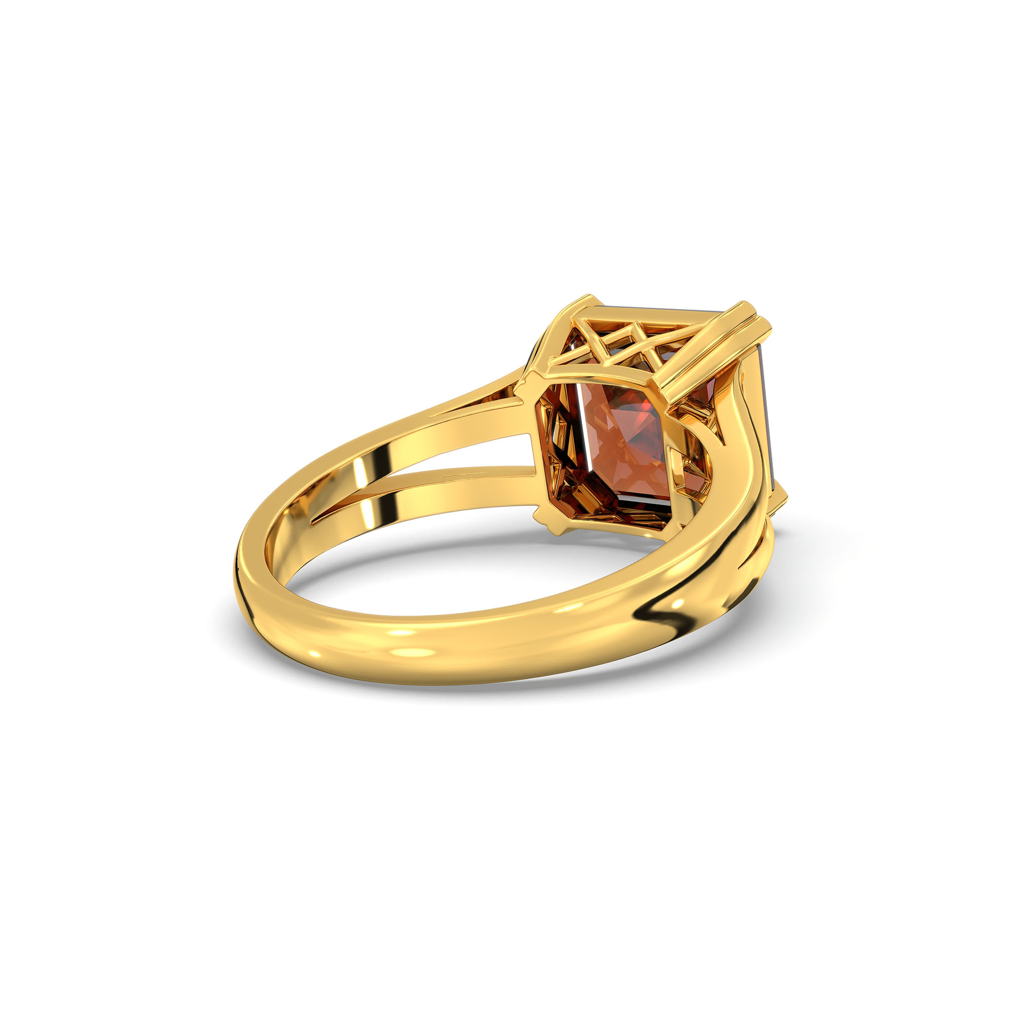 Hessonite (Gomed) Ring in 22K Yellow Gold – Cushion 8 mm, Prong Setting, 5 g (Design K15-18) thumbnail