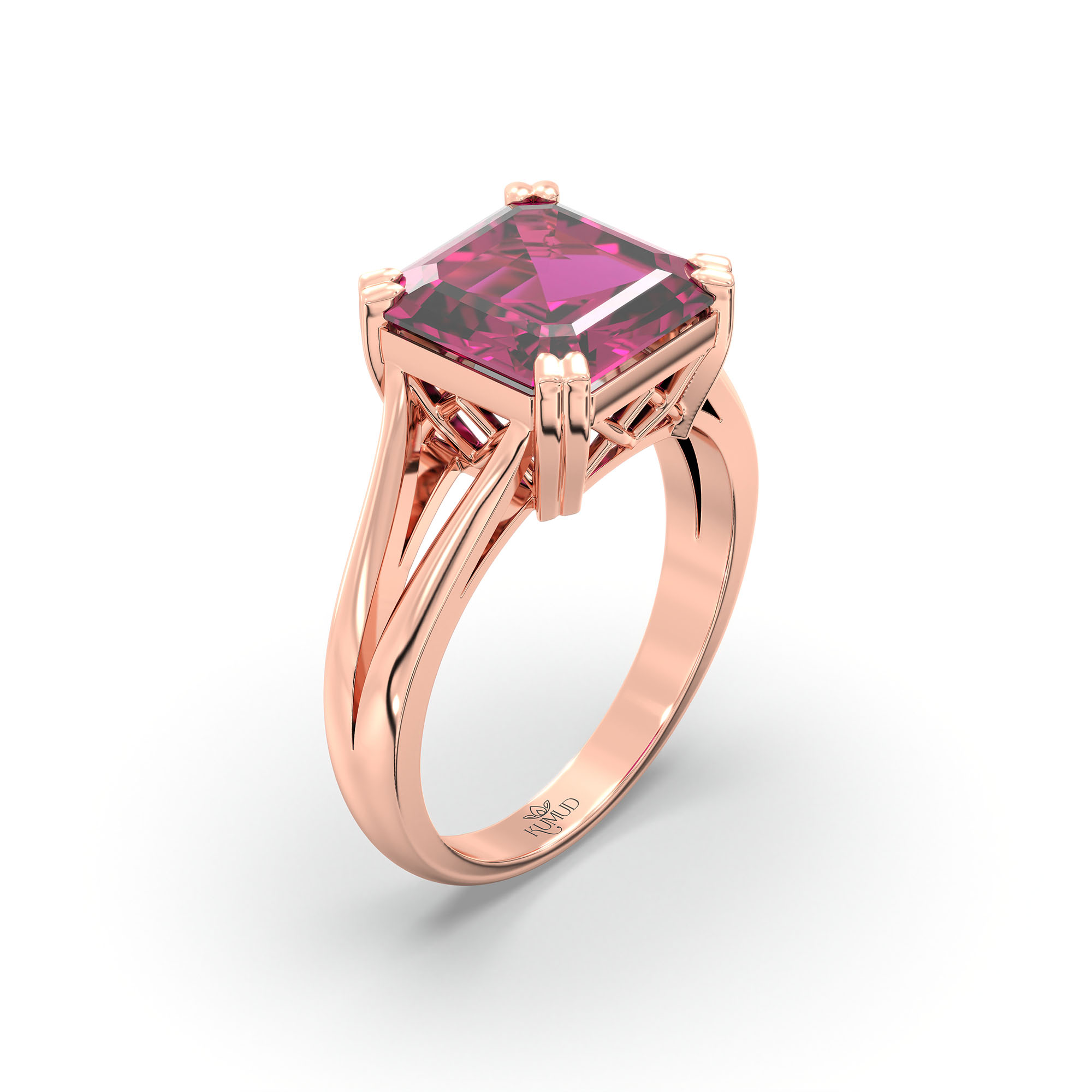 Ruby (Manik) Ring in 18K Rose Gold – Cushion 8 mm, Prong Setting, 5 g (Design K15-18) thumbnail