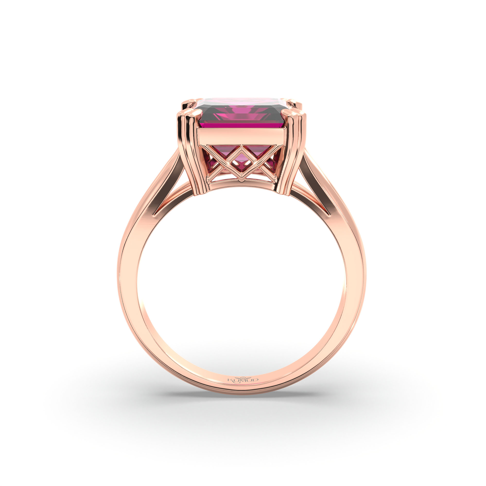 Ruby (Manik) Ring in 18K Rose Gold – Cushion 8 mm, Prong Setting, 5 g (Design K15-18) thumbnail