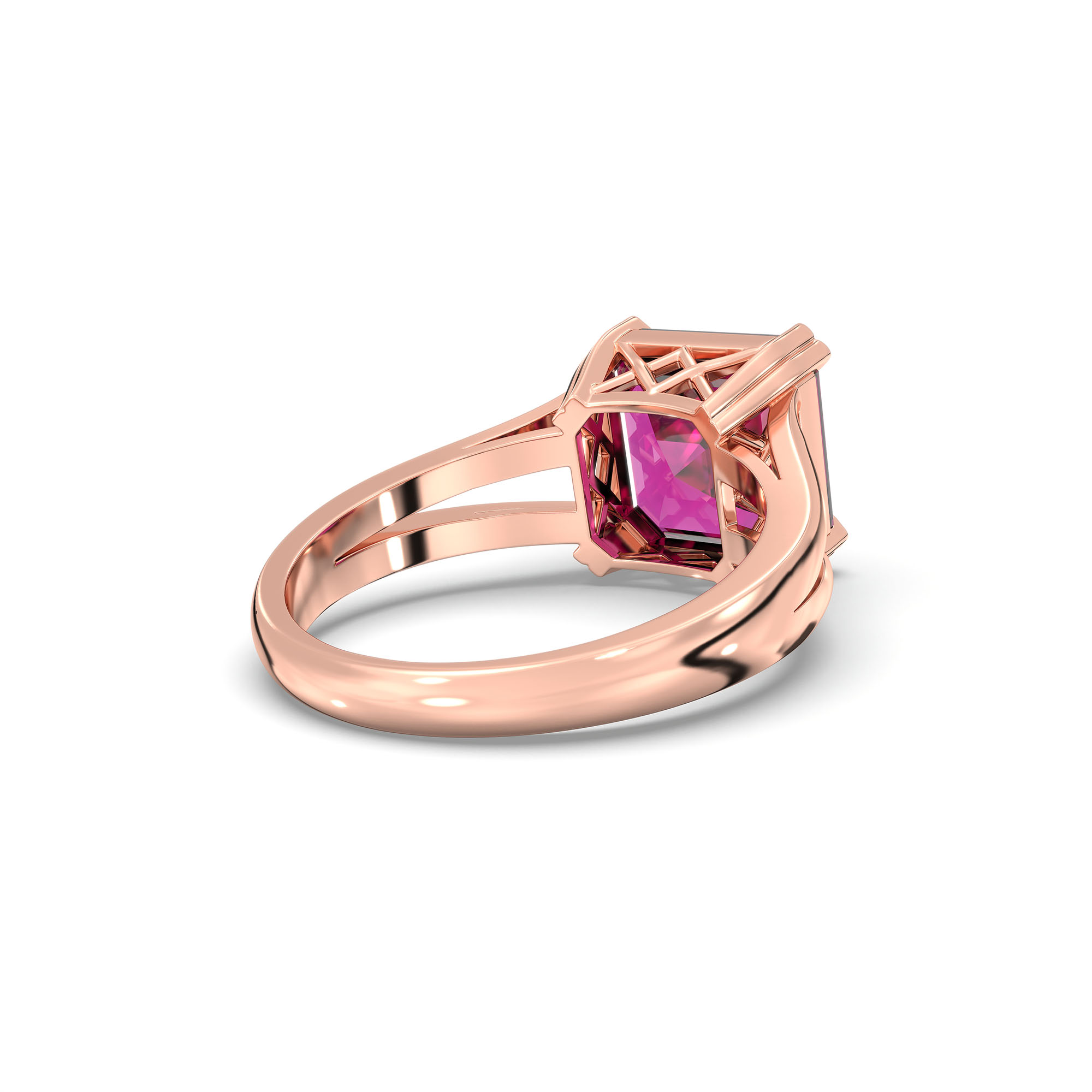 Ruby (Manik) Ring in 18K Rose Gold – Cushion 8 mm, Prong Setting, 5 g (Design K15-18) thumbnail