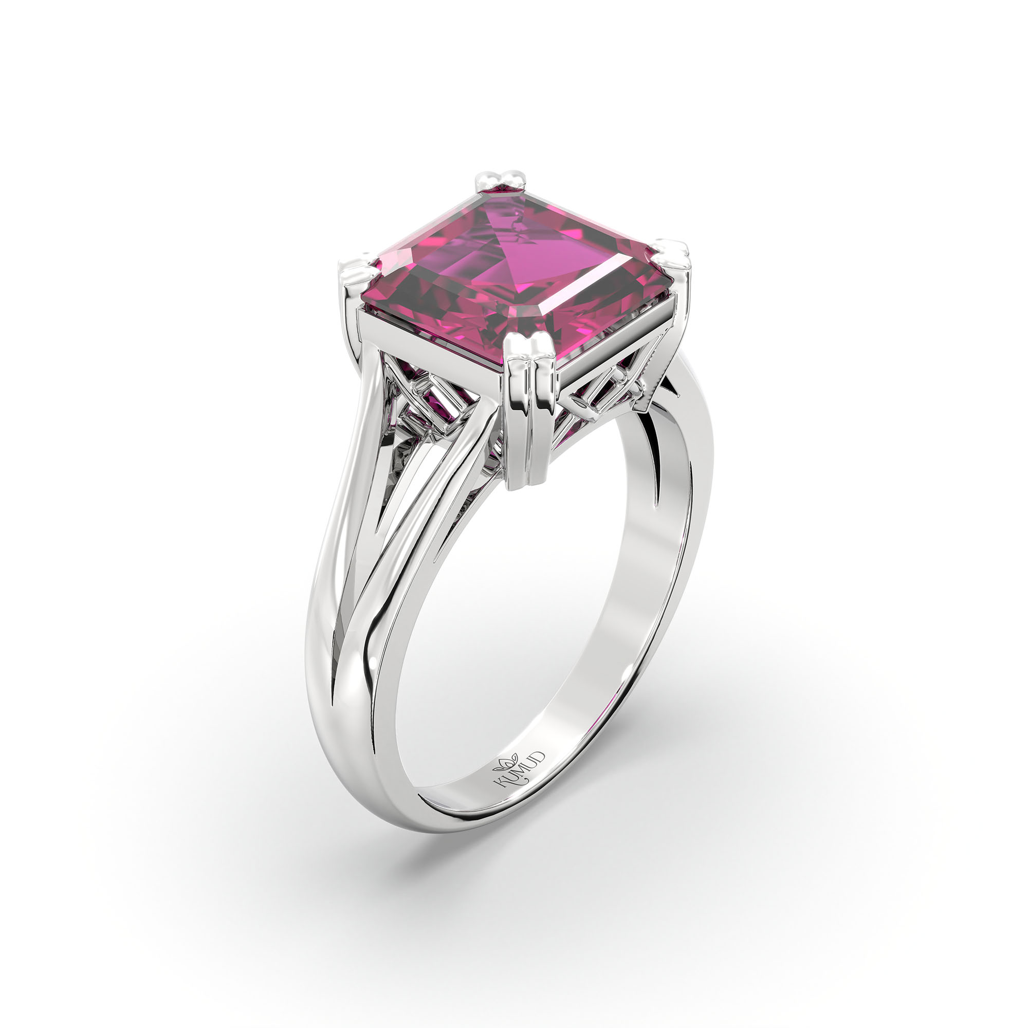 Ruby (Manik) Ring in 925 Sterling Silver – Cushion 8 mm, Prong Setting, 5 g (Design K15-18) thumbnail