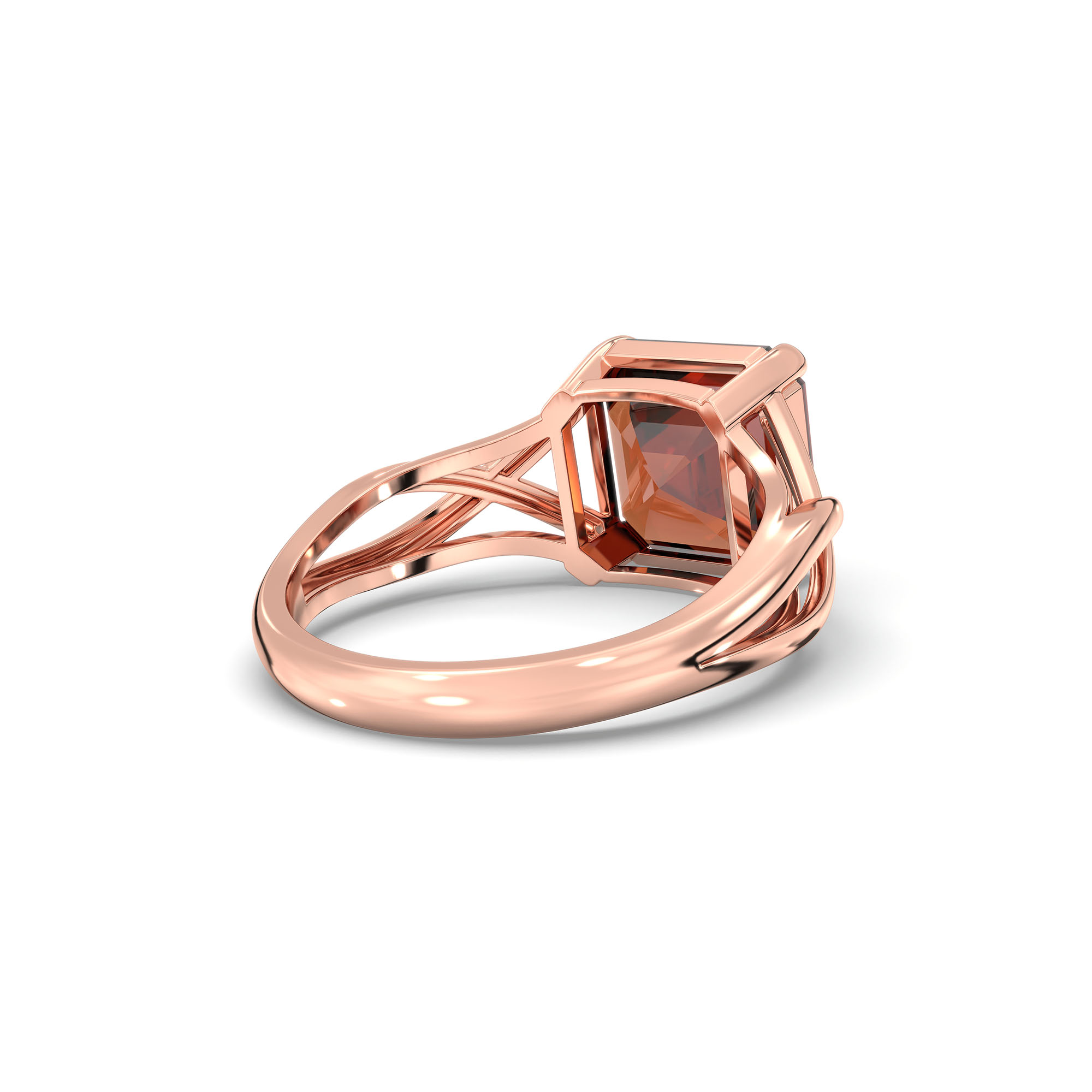 Hessonite (Gomed) Ring in 18K Rose Gold – Cushion 8 mm, Prong Setting, 4 g (Design K15-19) thumbnail