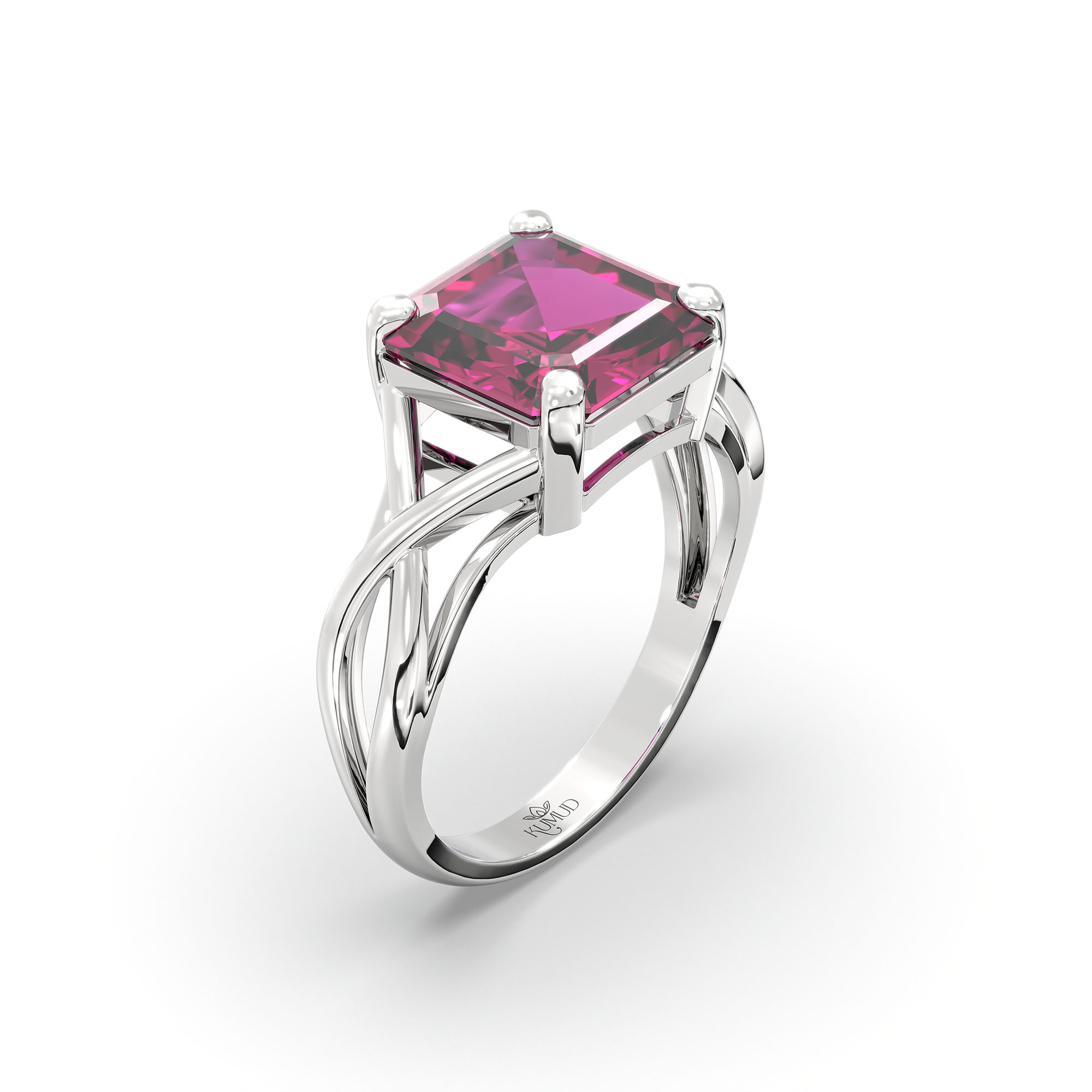 Ruby (Manik) Ring in 925 Sterling Silver – Cushion 8 mm, Prong Setting, 4 g (Design K15-19) thumbnail