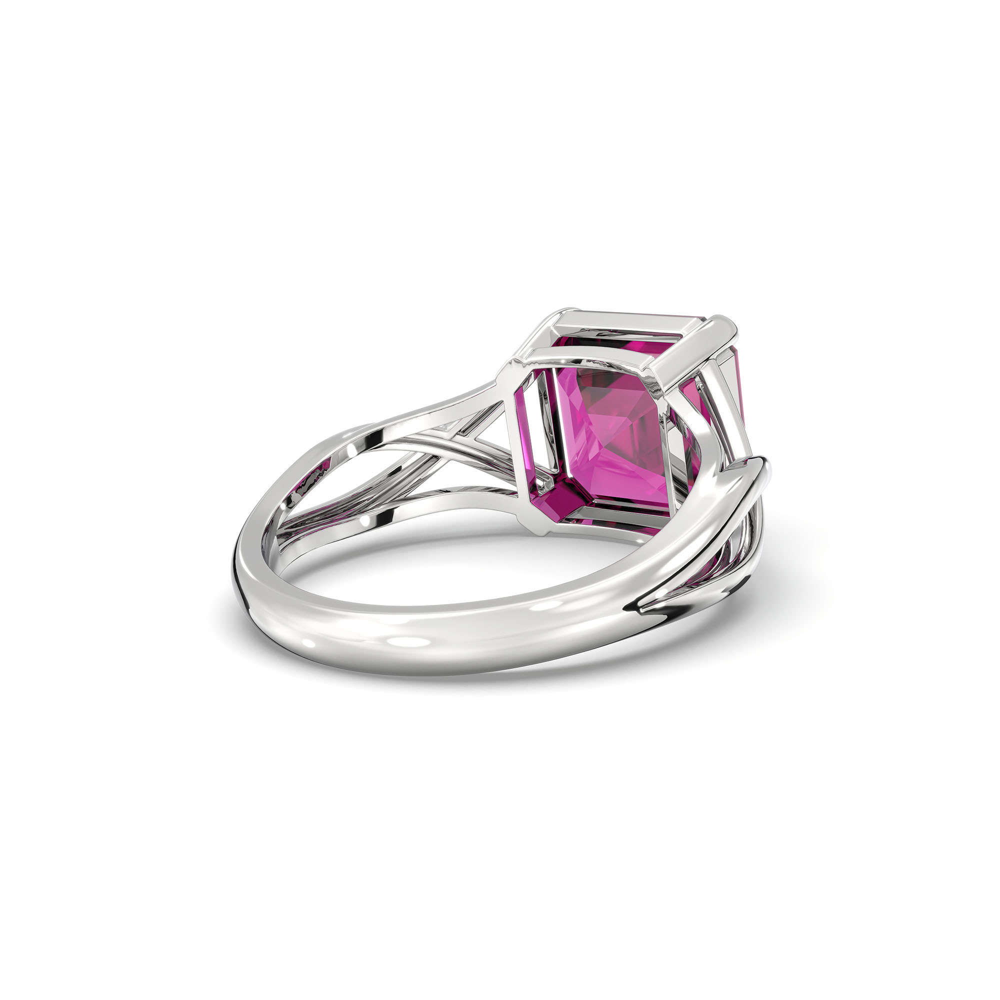 Ruby (Manik) Ring in 18K White Gold – Cushion 8 mm, Prong Setting, 4 g (Design K15-19) thumbnail