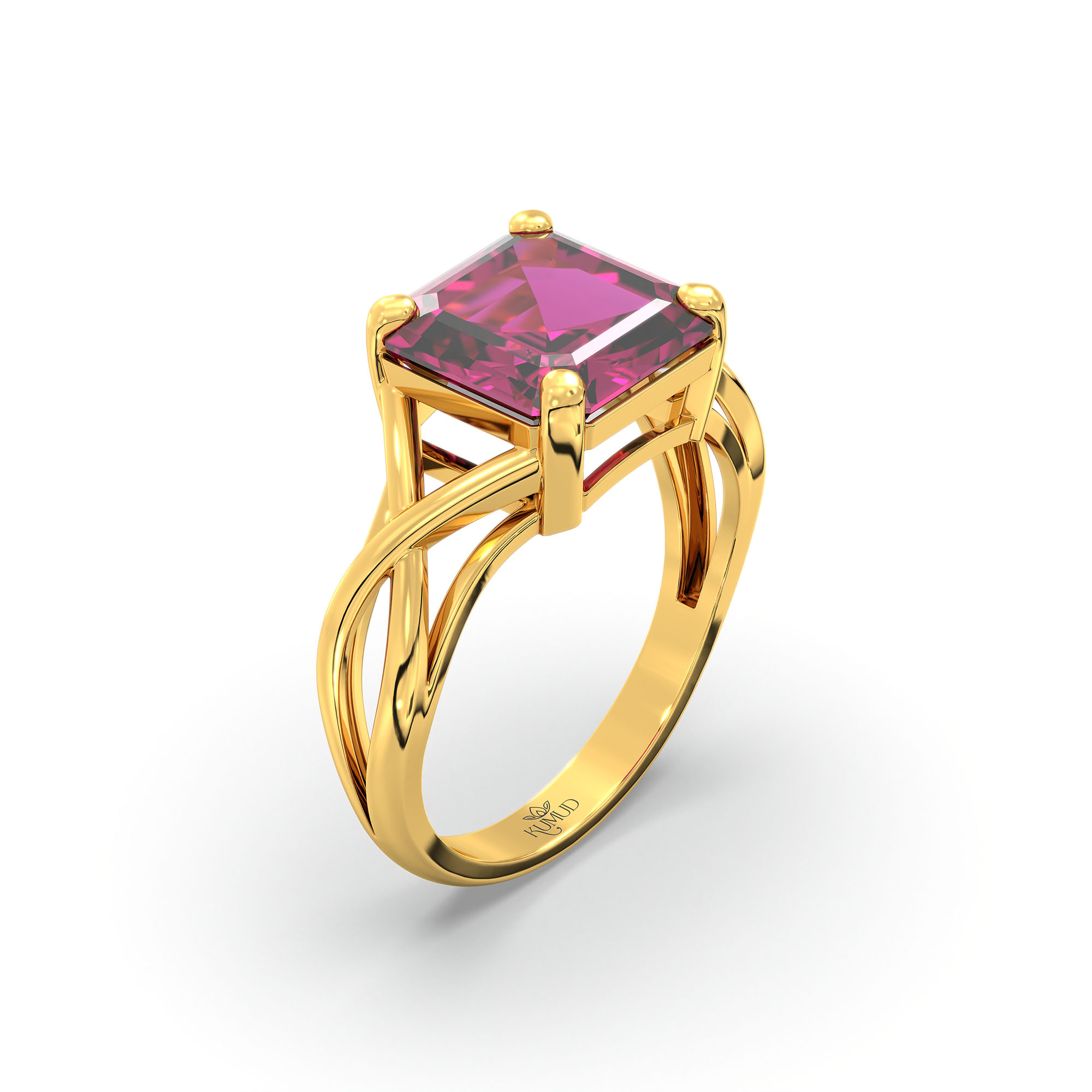 Ruby (Manik) Ring in 22K Yellow Gold – Cushion 8 mm, Prong Setting, 4 g (Design K15-19) thumbnail