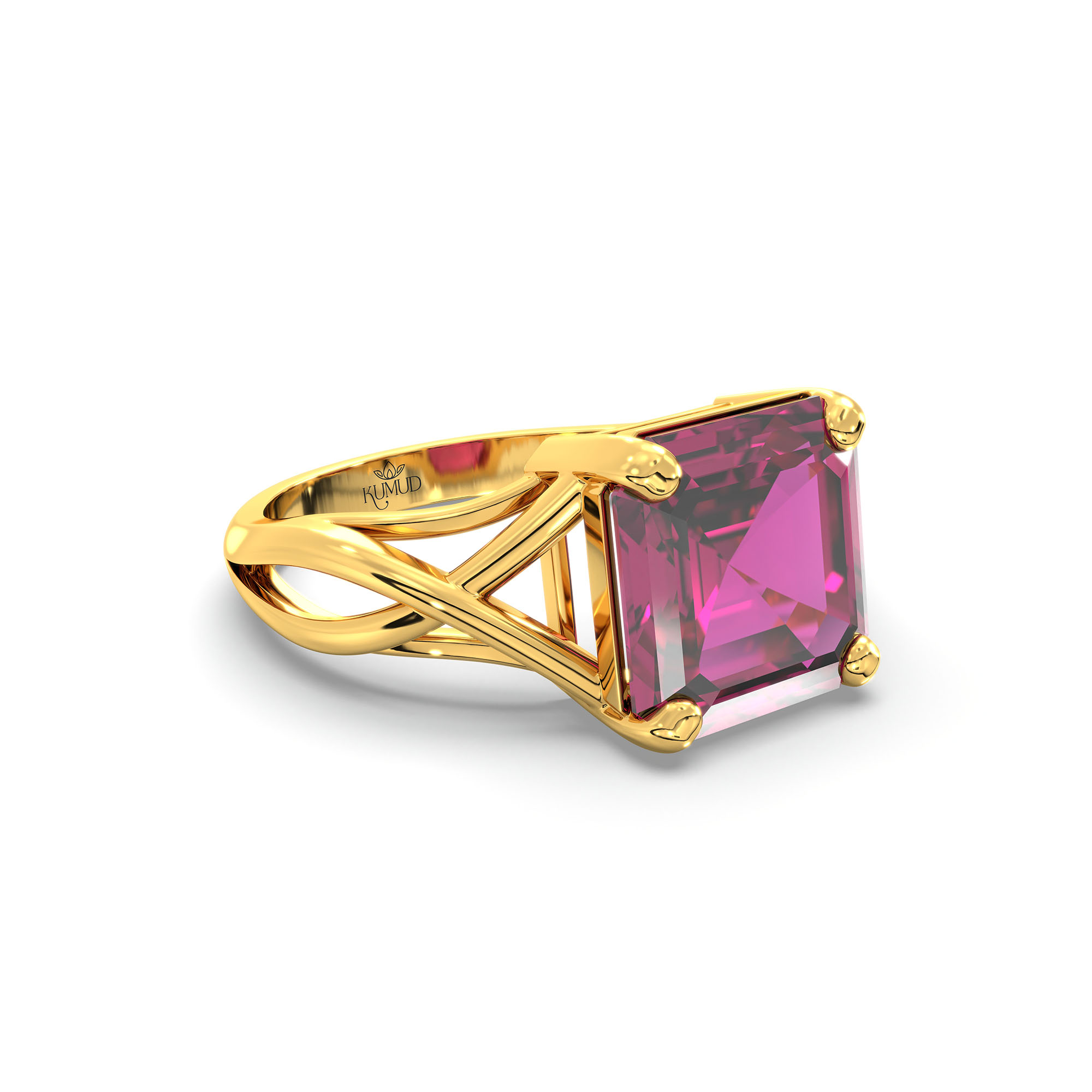 Ruby (Manik) Ring in 22K Yellow Gold – Cushion 8 mm, Prong Setting, 4 g (Design K15-19) thumbnail