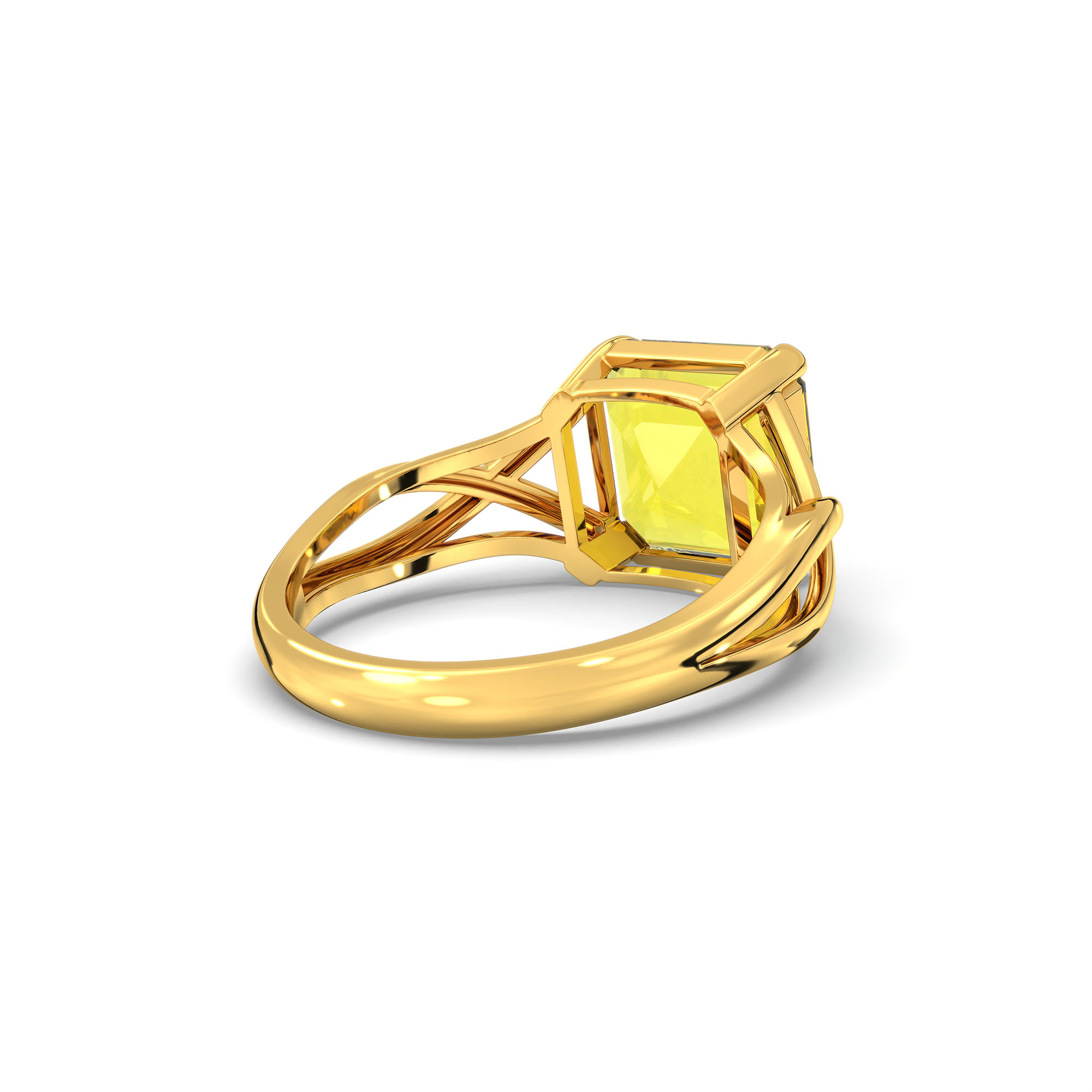 Yellow Sapphire (Pukhraj) Ring in 22K Yellow Gold – Cushion 8 mm, Prong Setting, 4 g (Design K15-19) thumbnail