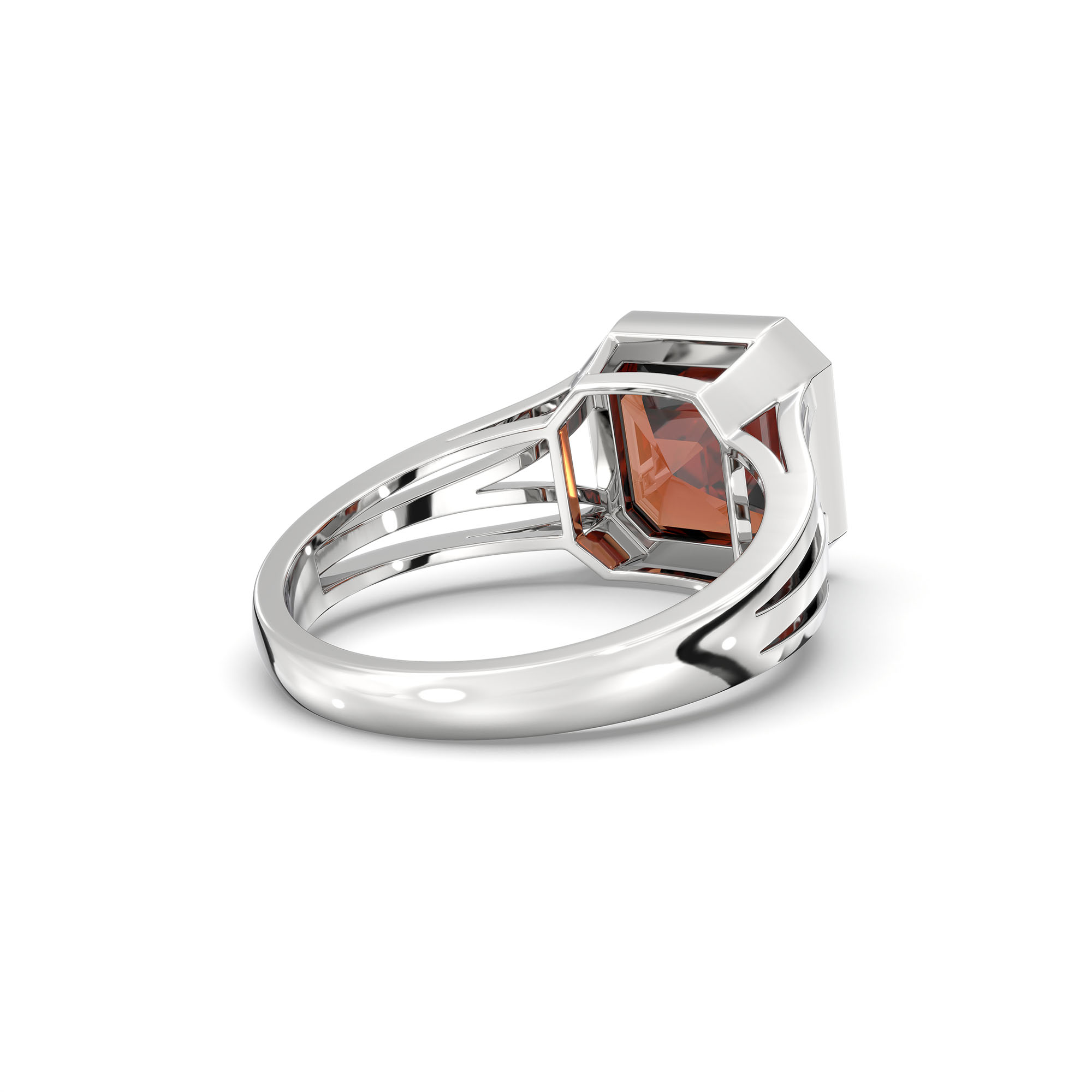 Hessonite (Gomed) Ring in 925 Sterling Silver – Cushion 8 mm, Bezel Setting, 5 g (Design K15-20) thumbnail