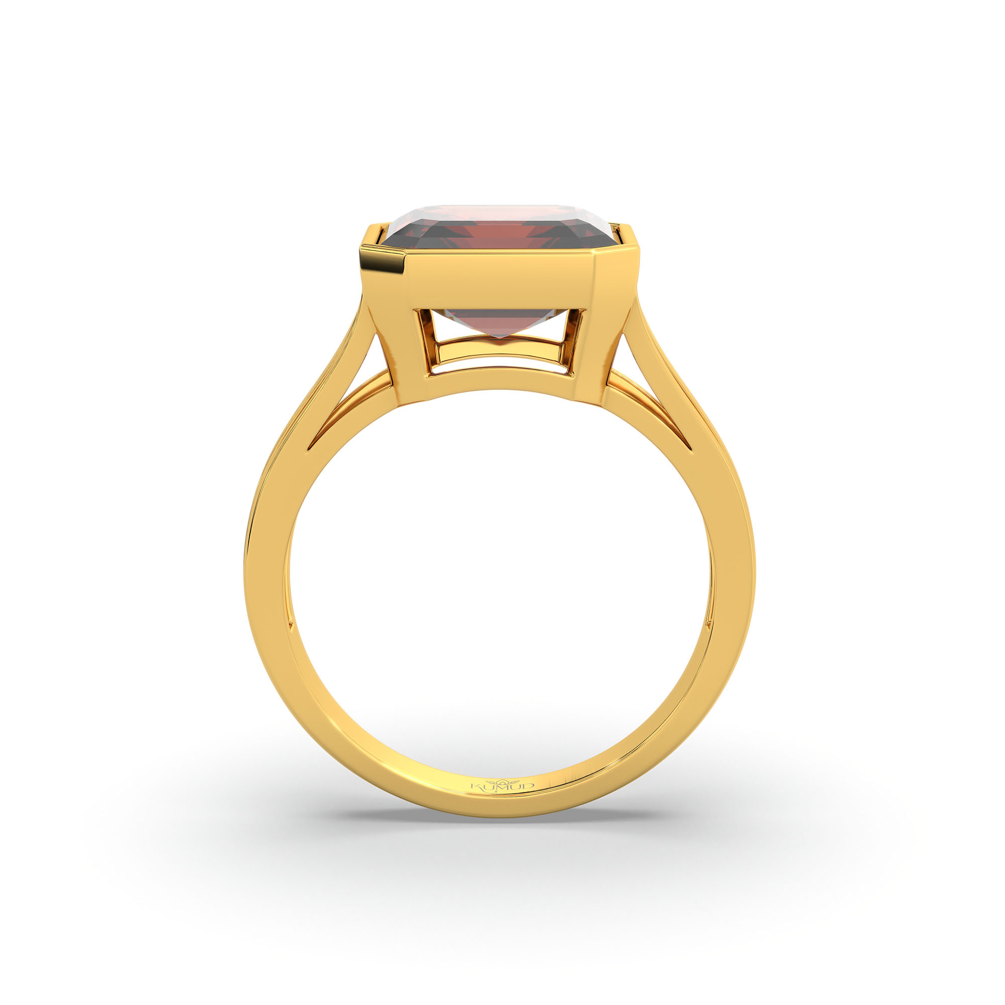 Hessonite (Gomed) Ring in 22K Yellow Gold – Cushion 8 mm, Bezel Setting, 5 g (Design K15-20) thumbnail